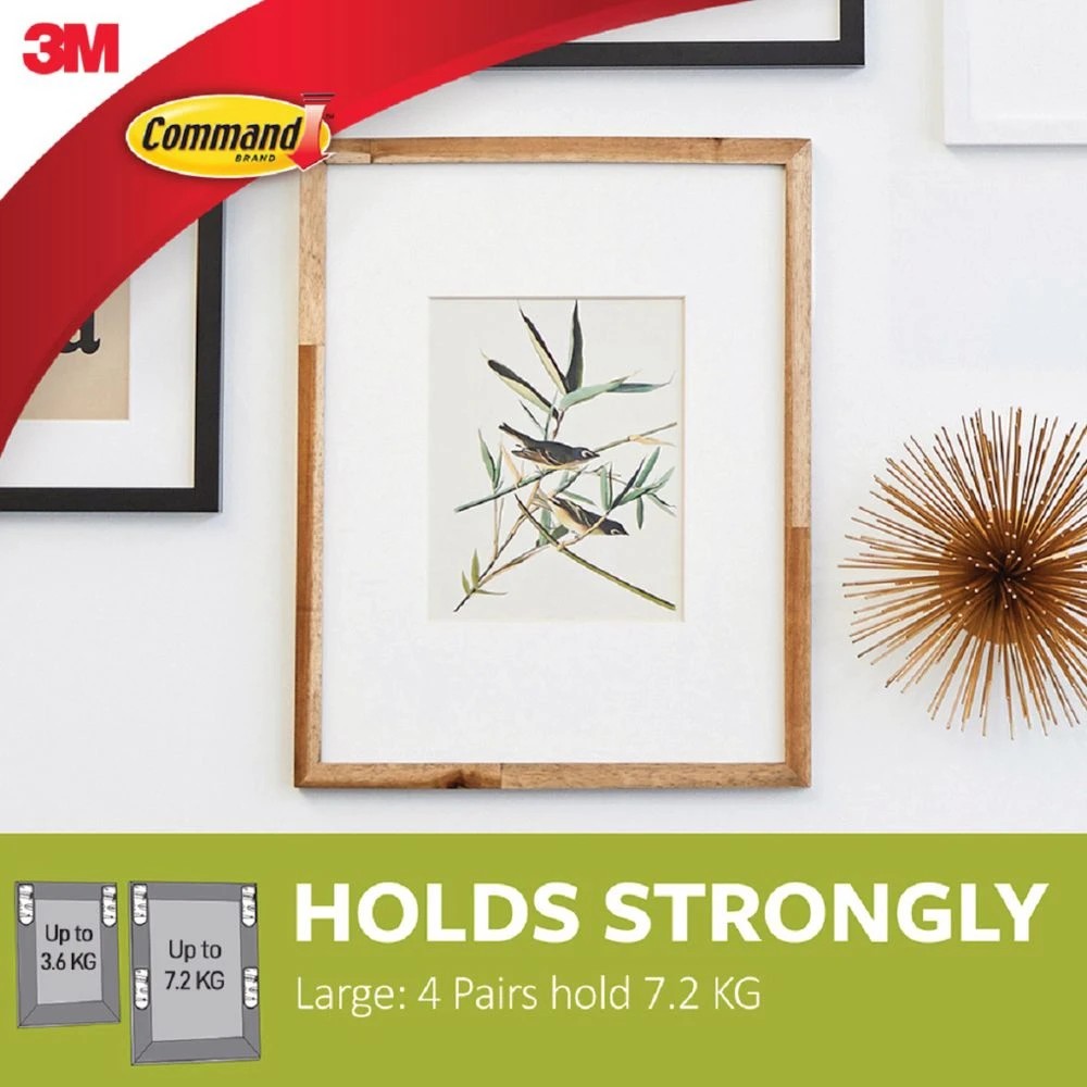 3 3M Command Large Picture Hanging Strip White 4 Pack, 3 of 8