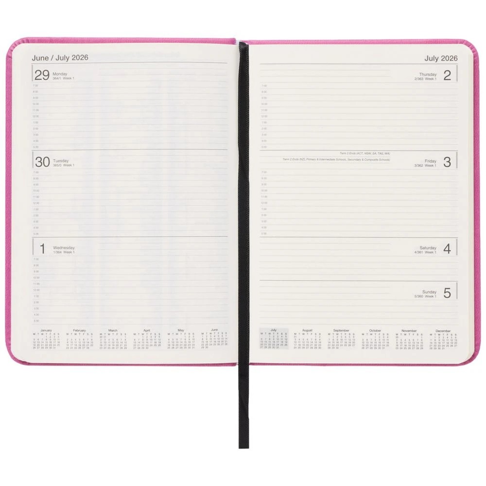 6 J.Burrows A6 Week to View PU FY26/27 Diary Pink, 6 of 6