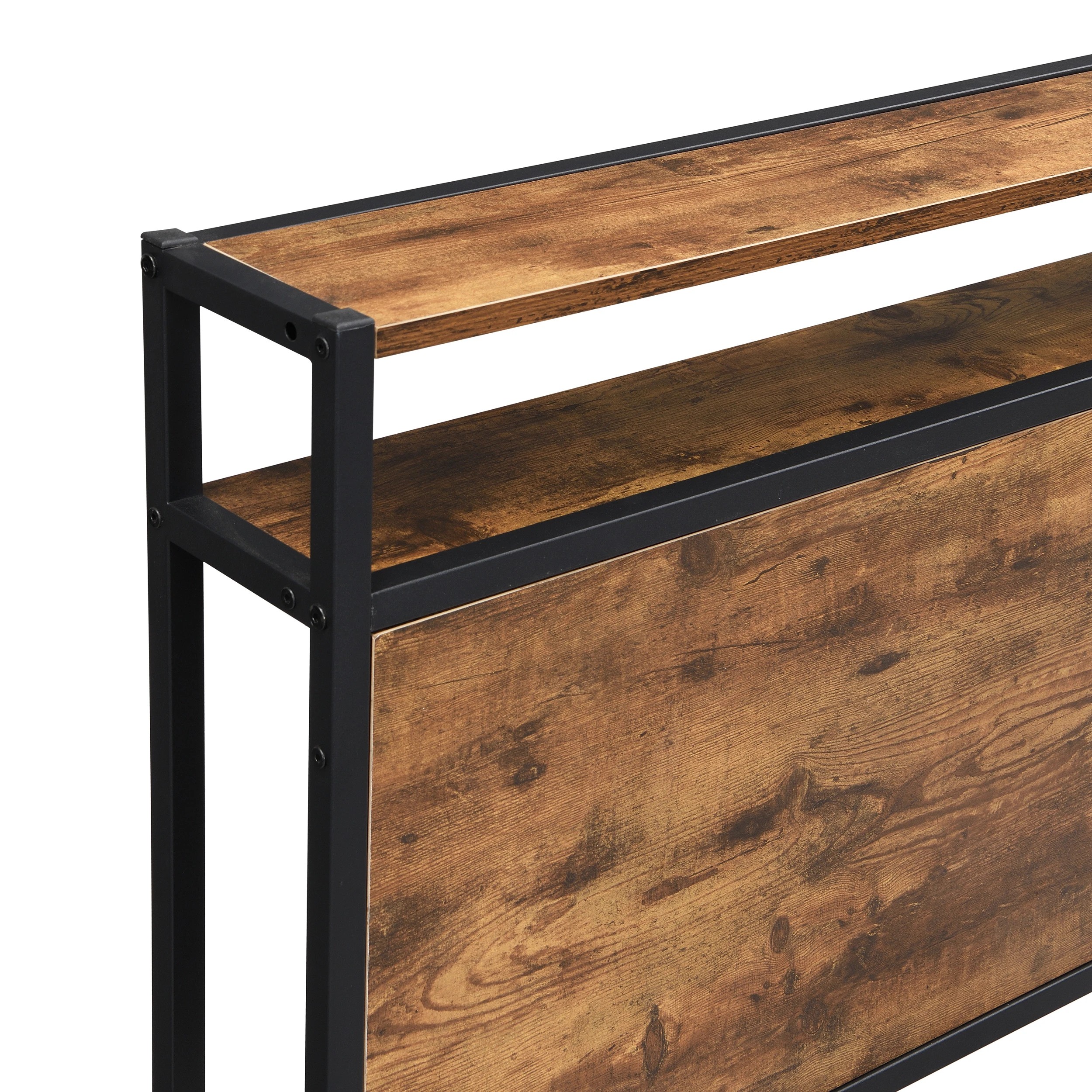 8 IHOMDEC BED01 Double  Metal & Wood Bed Frame Rustic Dark Brown - Brown, 8 of 10