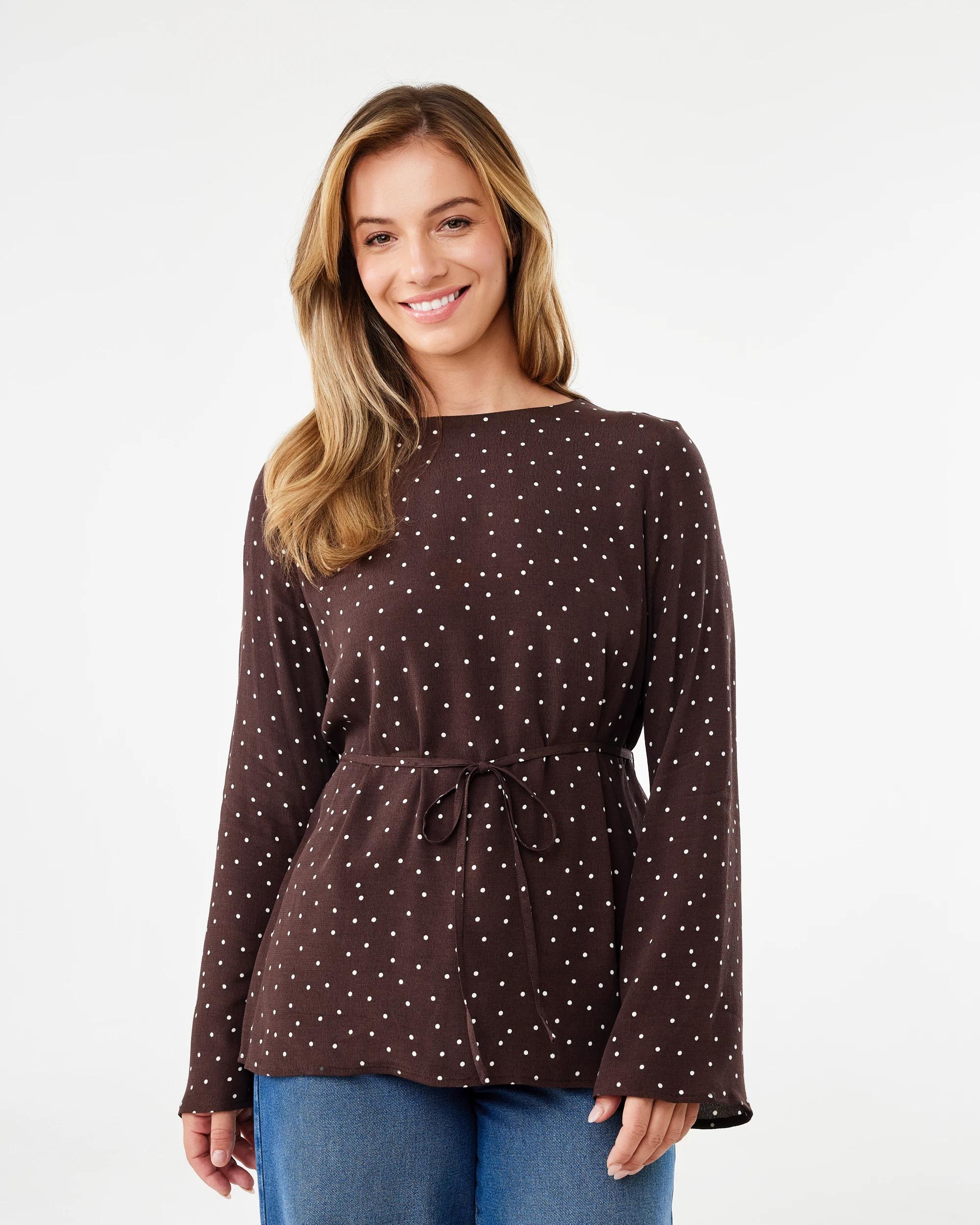 1 Long Sleeve Tie Waist Top Midspot Br, 1 of 6