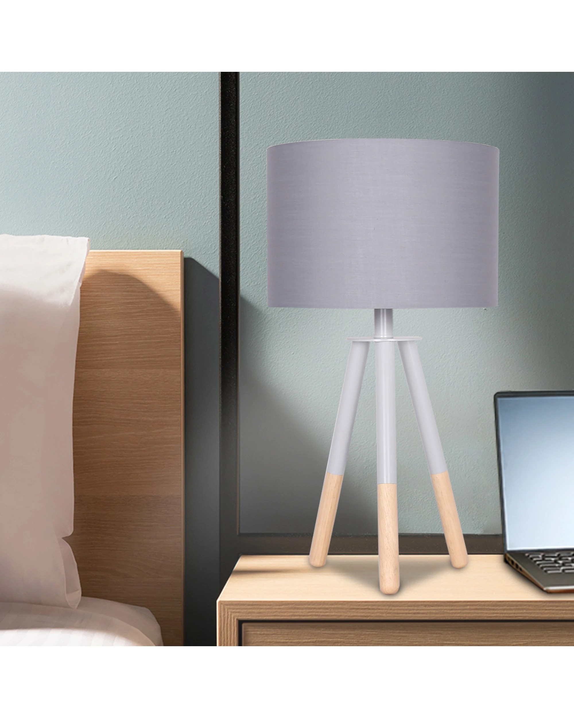 5 Sarantino Tripod Desk Lamp in Metal and Wood Nordic Minimalist Light, 5 of 6