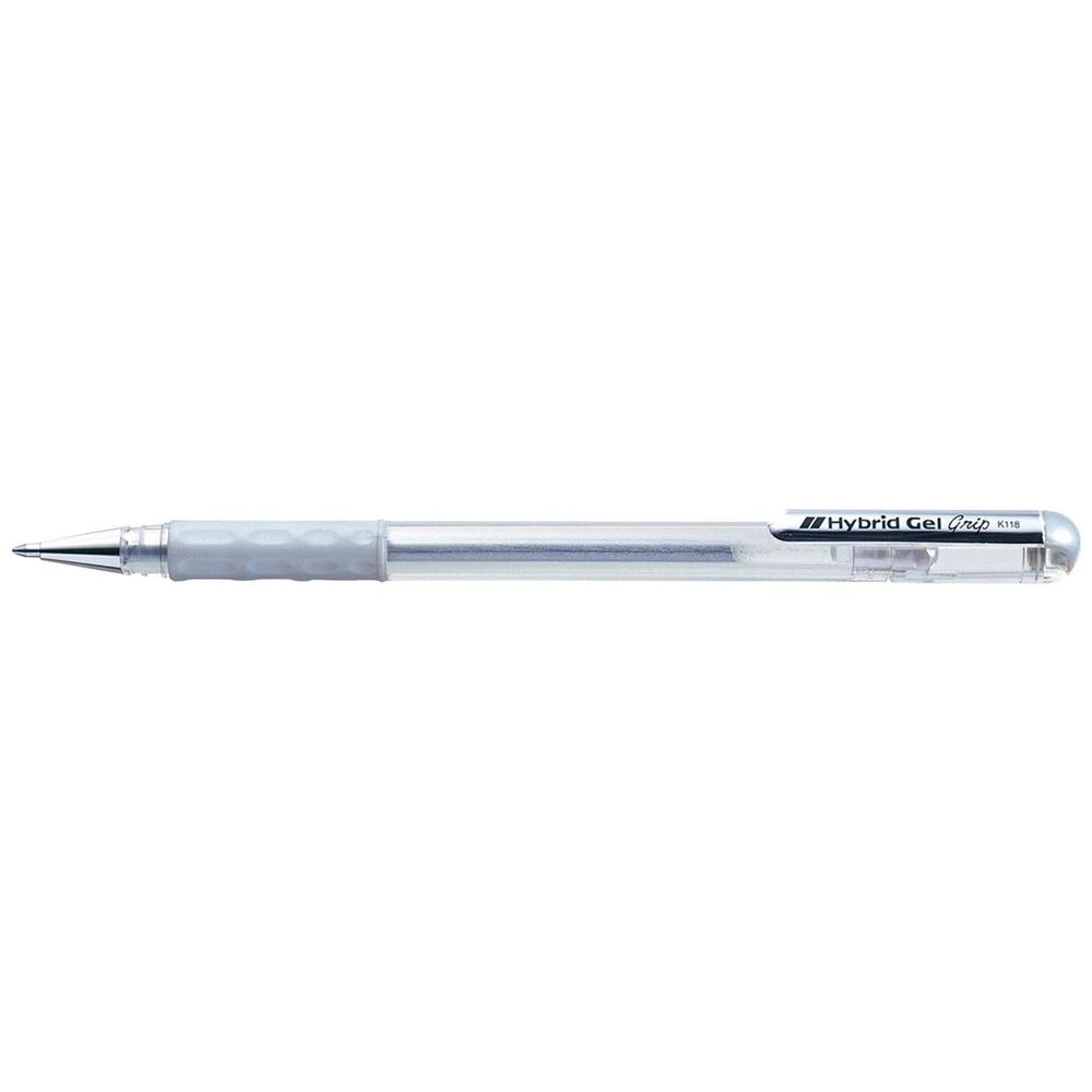 1 Pentel Hybrid Gel Grip Metallic Pen Silver, 1 of 1