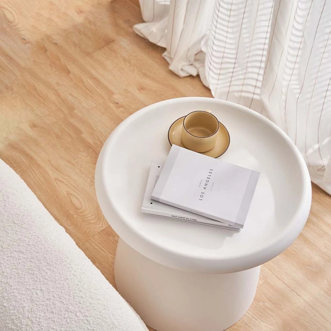 4 Artiss Coffee Table Round 52CM Plastic - White, 4 of 7