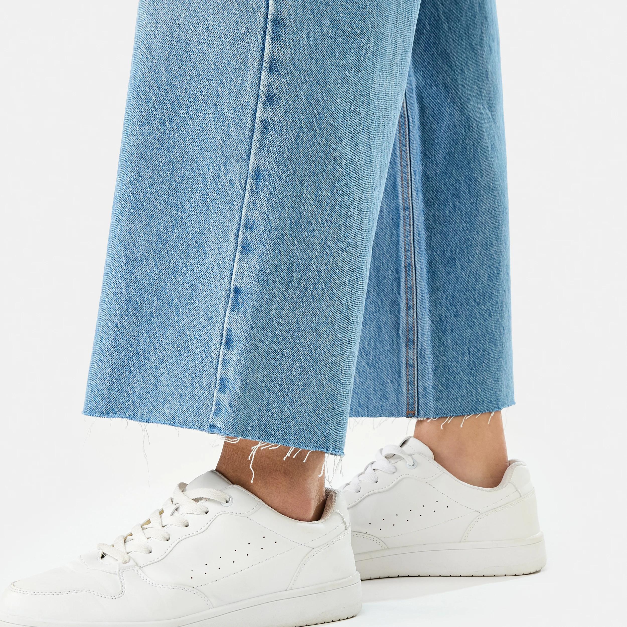 7 Wide Leg Raw Hem Jeans MID WASH, 7 of 9