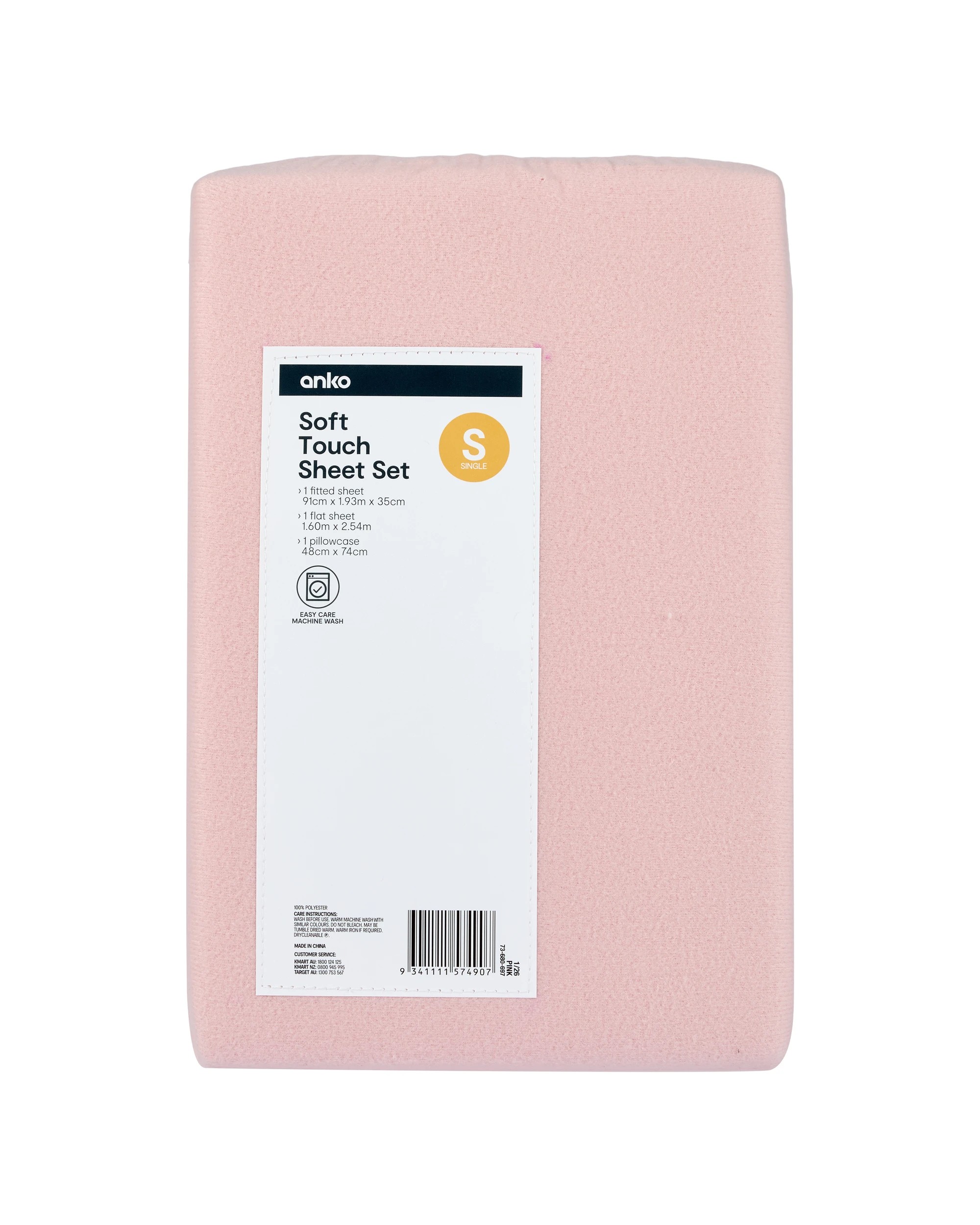 7 Soft Touch Sheet Set - Single Bed, Pink, 7 of 7