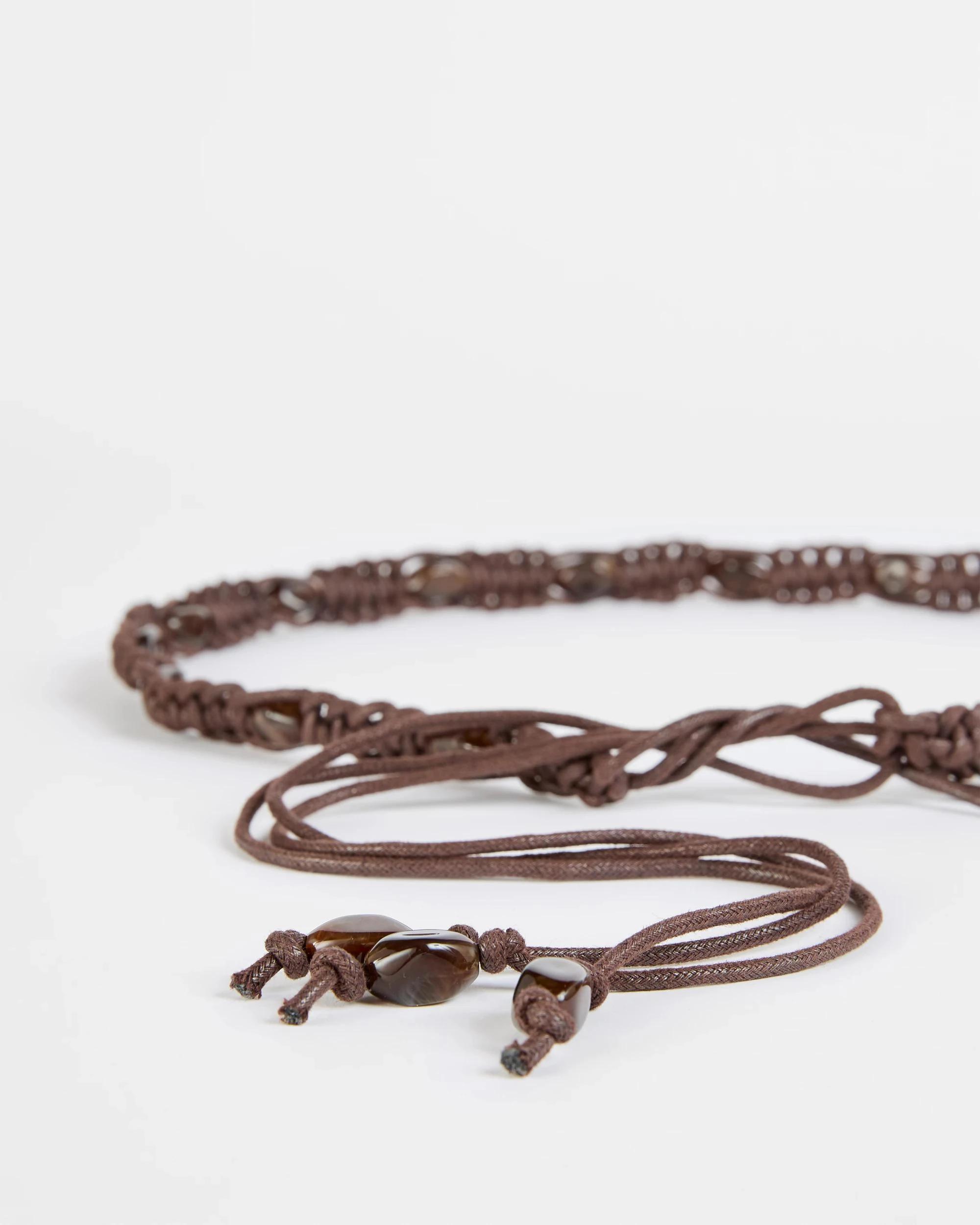 2 Target Macrame Beaded Tie Belt CHOCOLATE, 2 of 2