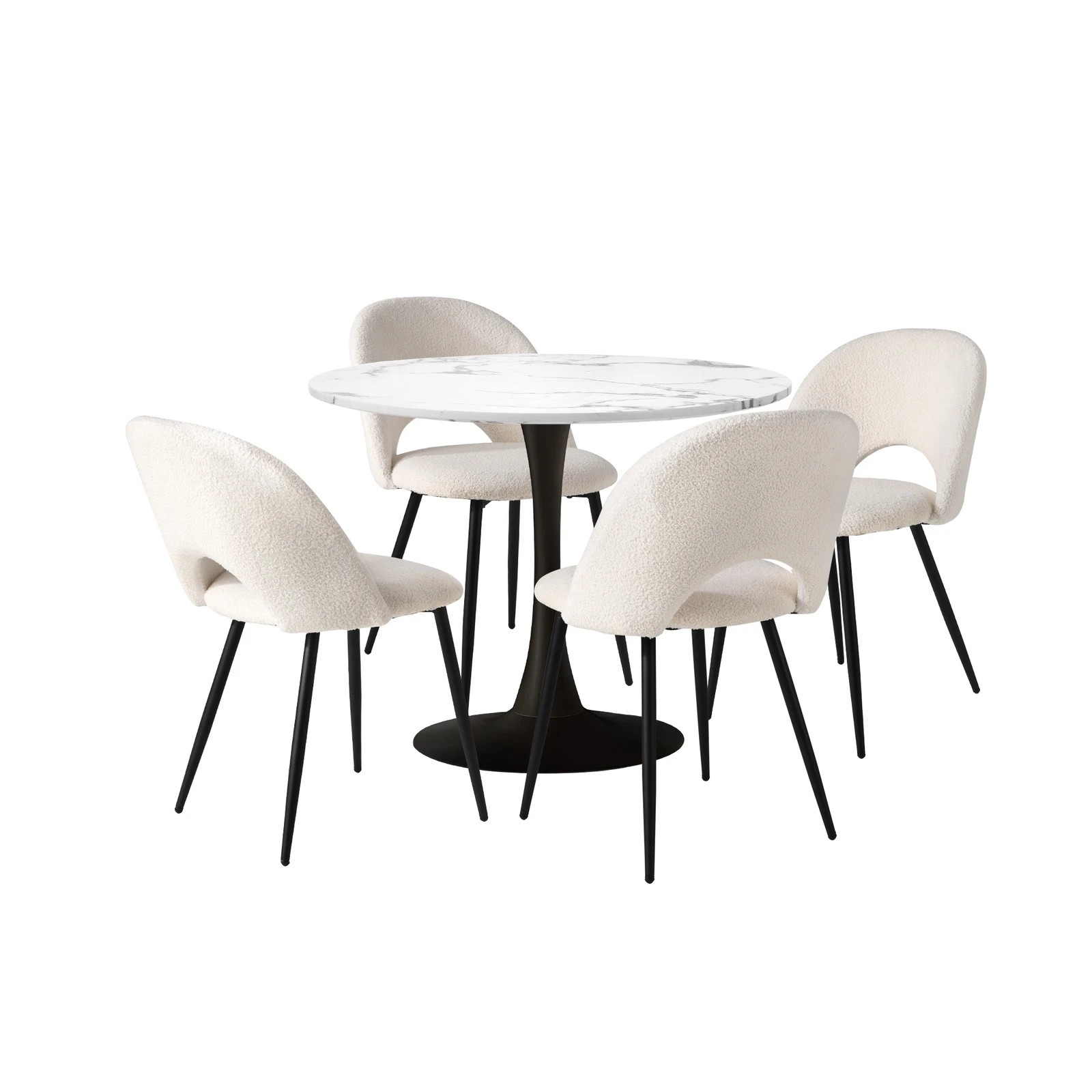 7 Oikiture 90cm Round Dining Table With 4pcs Dining Chairs Sherpa
 - Multi, 7 of 10