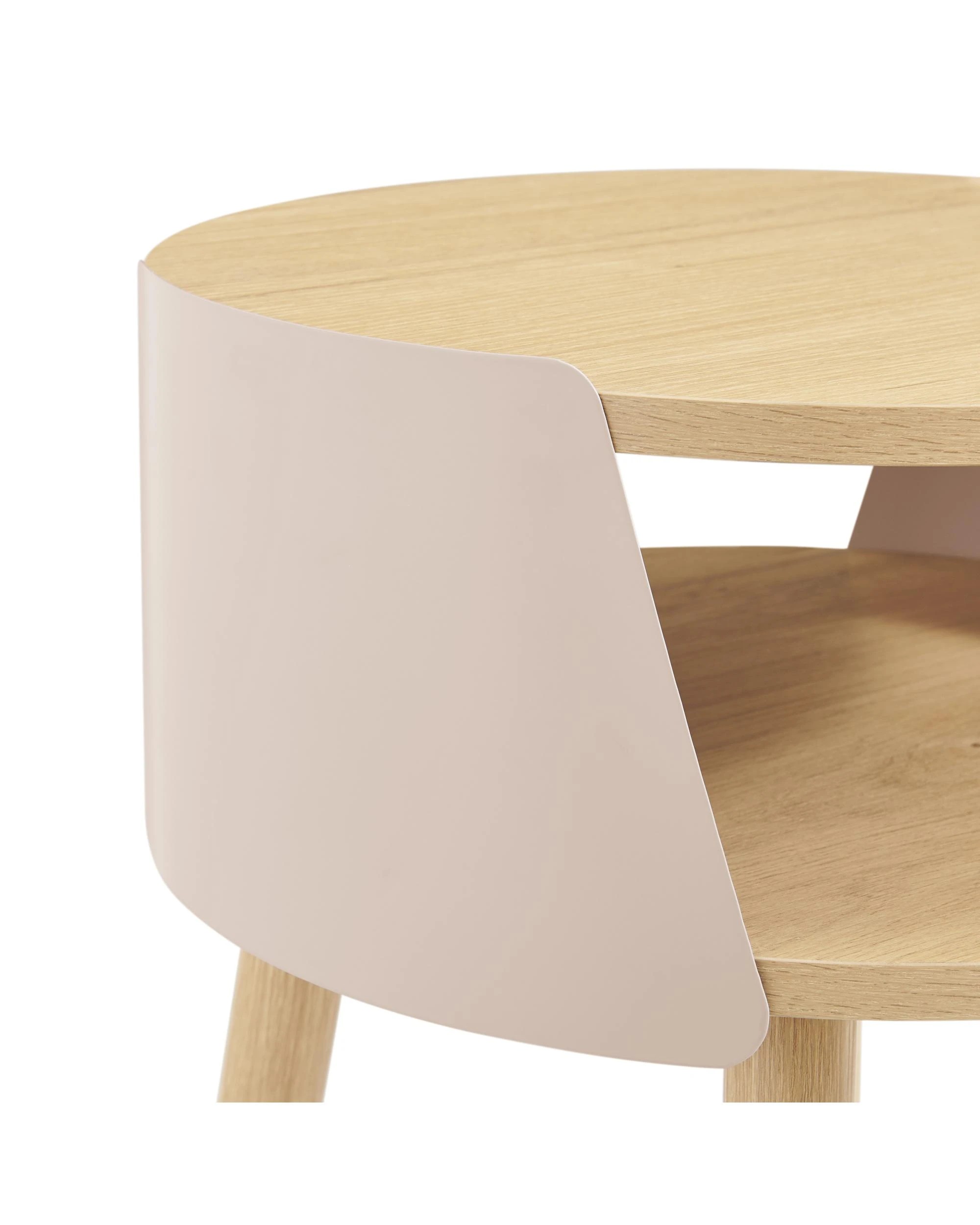 6 Kodu Side Table Bedside Shelf Round - Beige, 6 of 9