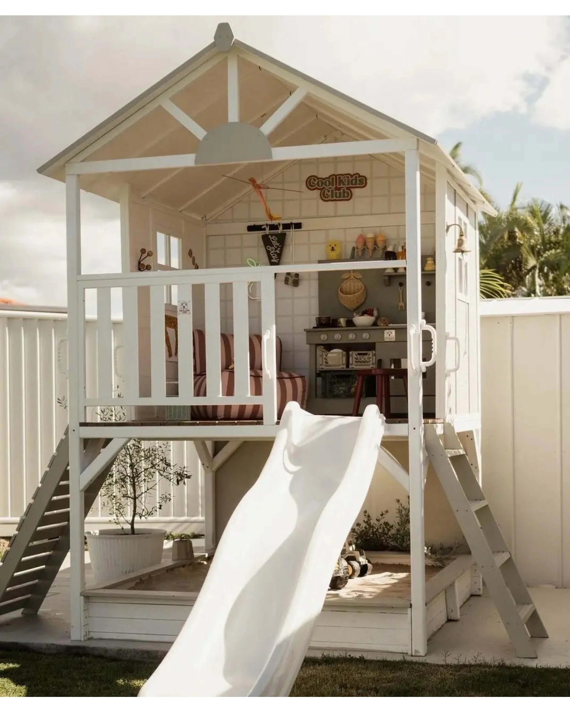 4 Hide & Seek Kids My Kidz Shack Cubby House with Slide - Bright - White, 4 of 5