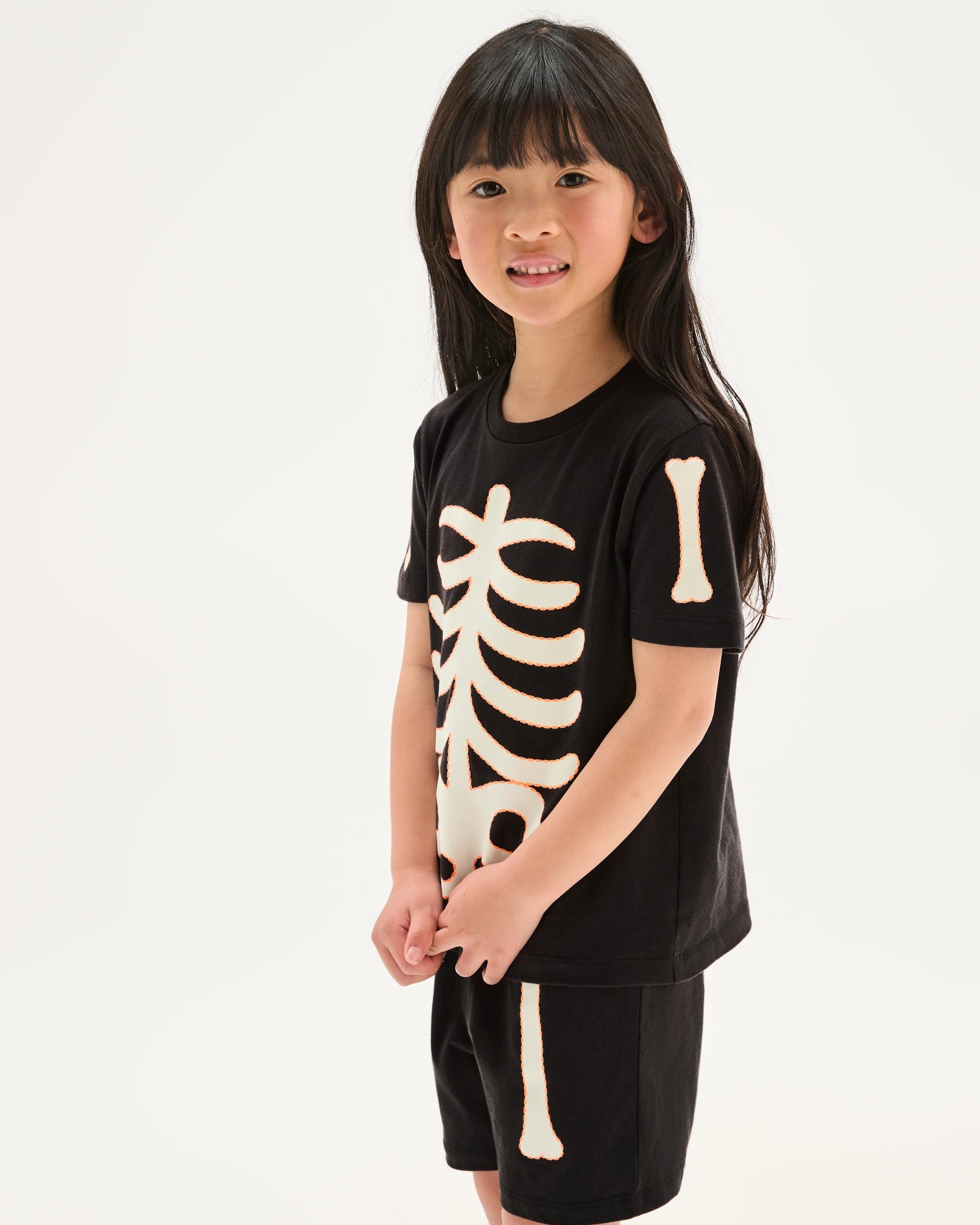 3 Target Kids Sibling Matching Organic Cotton Younger Kids Pyjama Set BLACK SKELETON, 3 of 10
