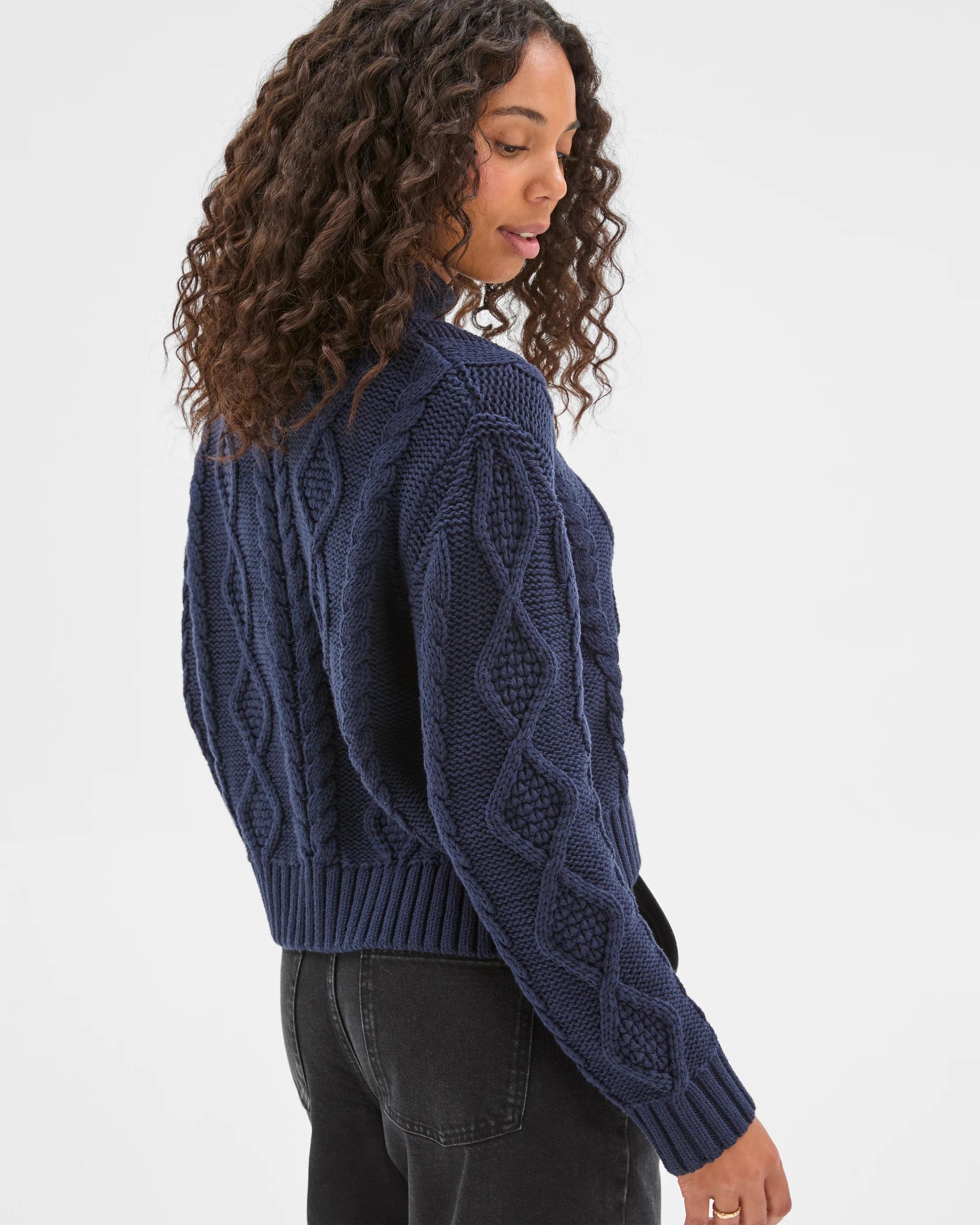 7 Target Woman Australian Cotton Blend Roll Neck Cable Knit Jumper NAVY, 7 of 7