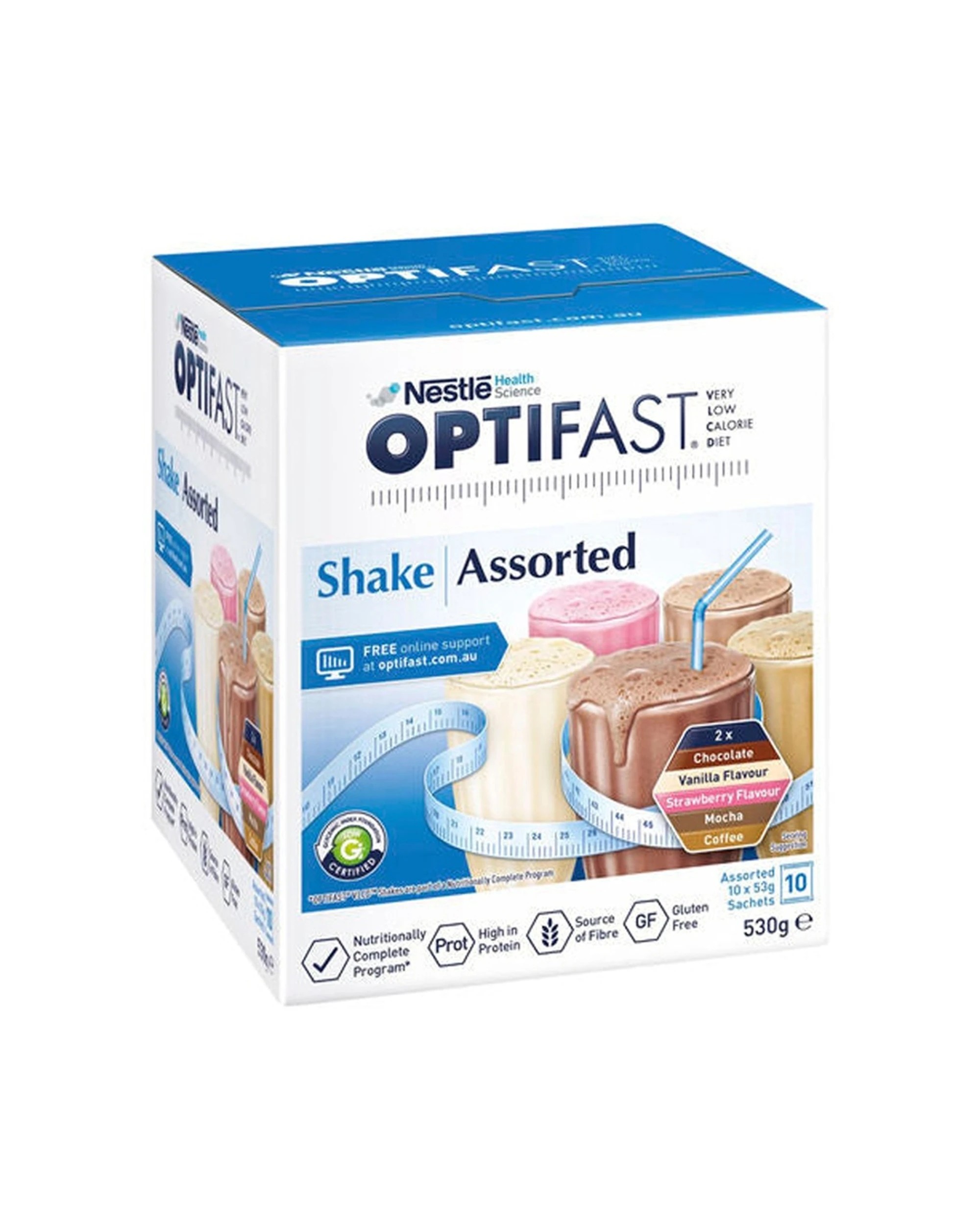 1 Optifast 10pc VLCD 5 Flavoured Shakes Sachets Weight Loss Supplement 53g