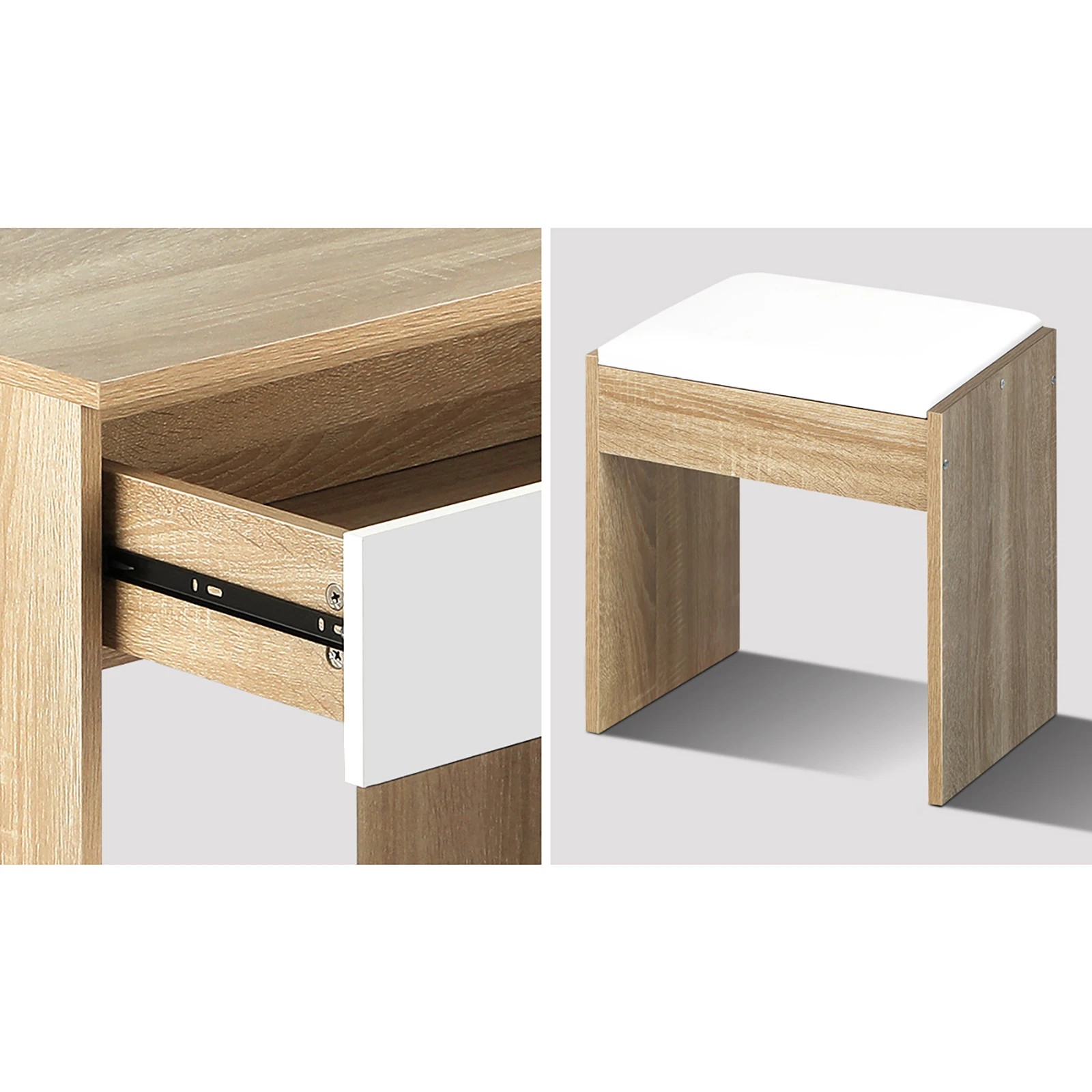 4 Oikiture Dressing Table Stool Set Makeup Desk Mirror Storage 12 Led Bulbs
 - Multi, 4 of 9