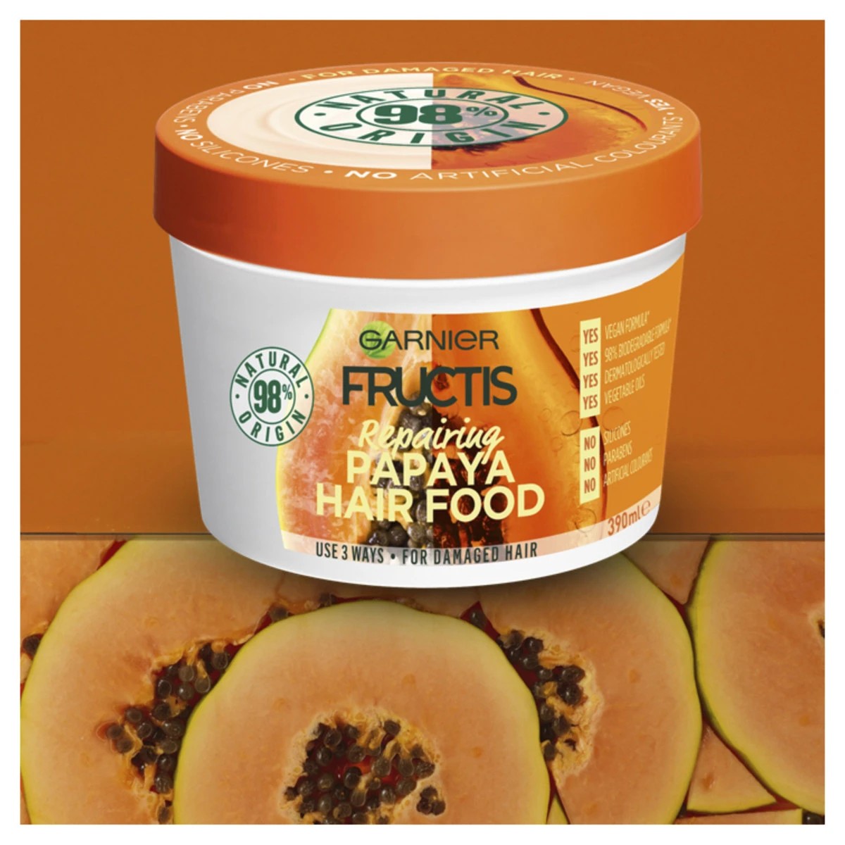 3 Garnier Fructis Repairing Papaya Hair Food 390ml, 3 of 5