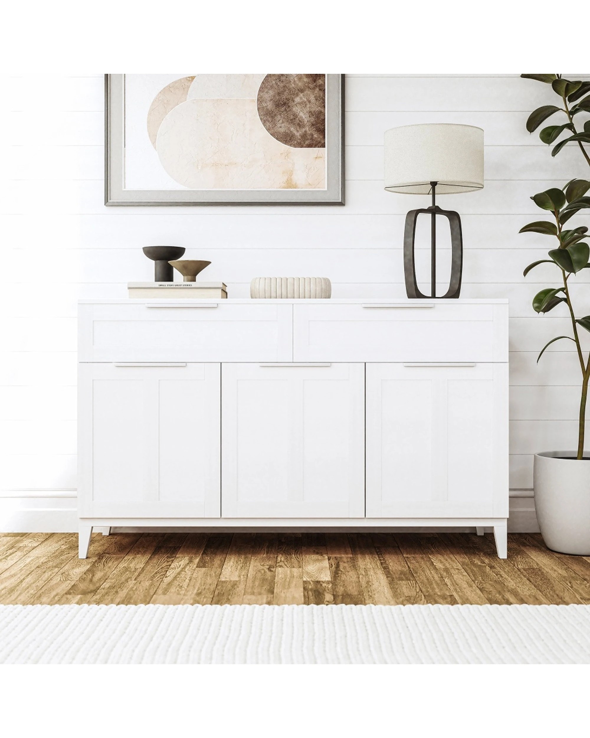 2 Alpine Bay Tenley 2 Drawer 3 Door Wood-Look Finish Sideboard Cabinet - White, 2 of 9