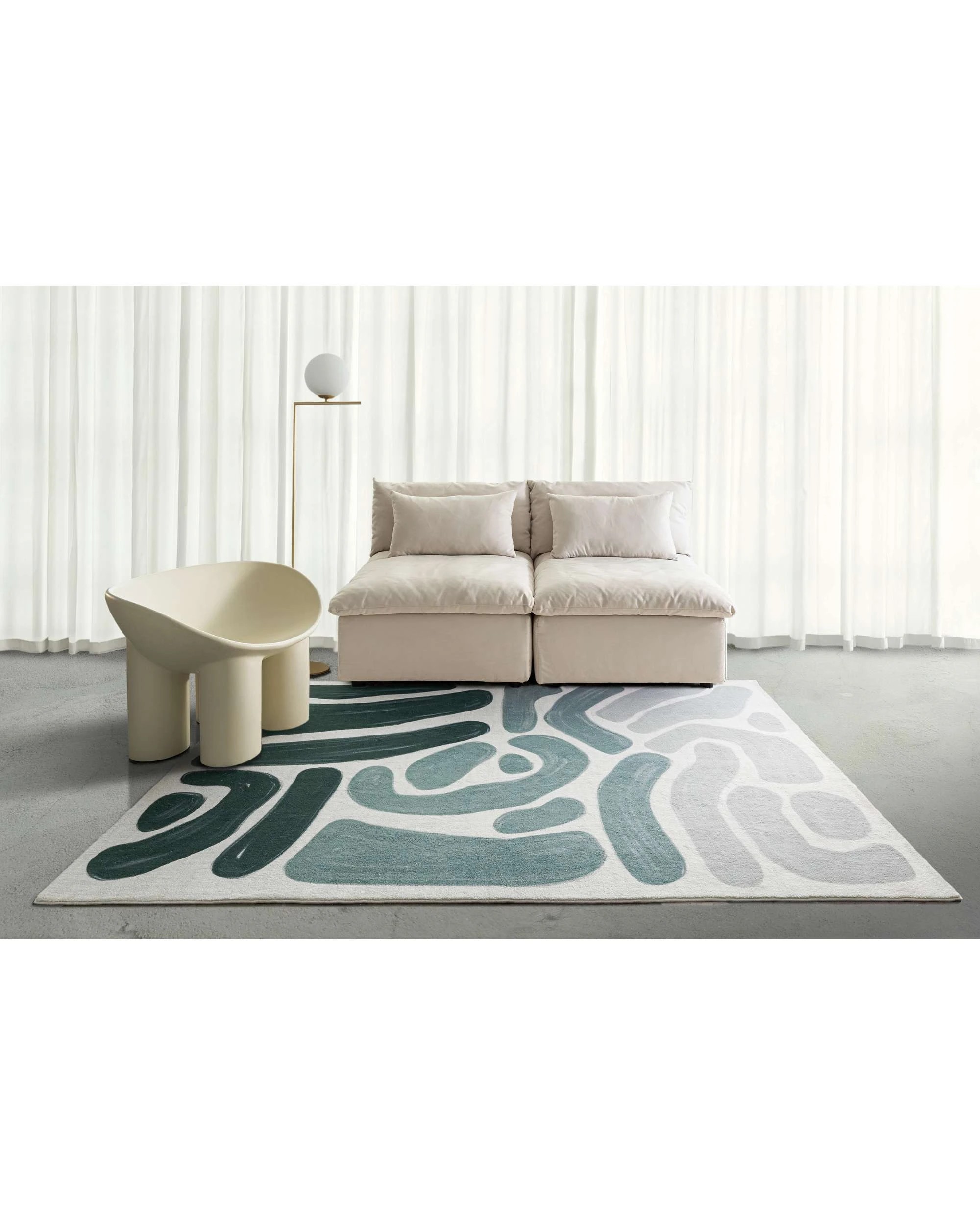 2 Loopsie Faroe Abstract Washable Rug-400cm x 300cm - Blue, 2 of 8