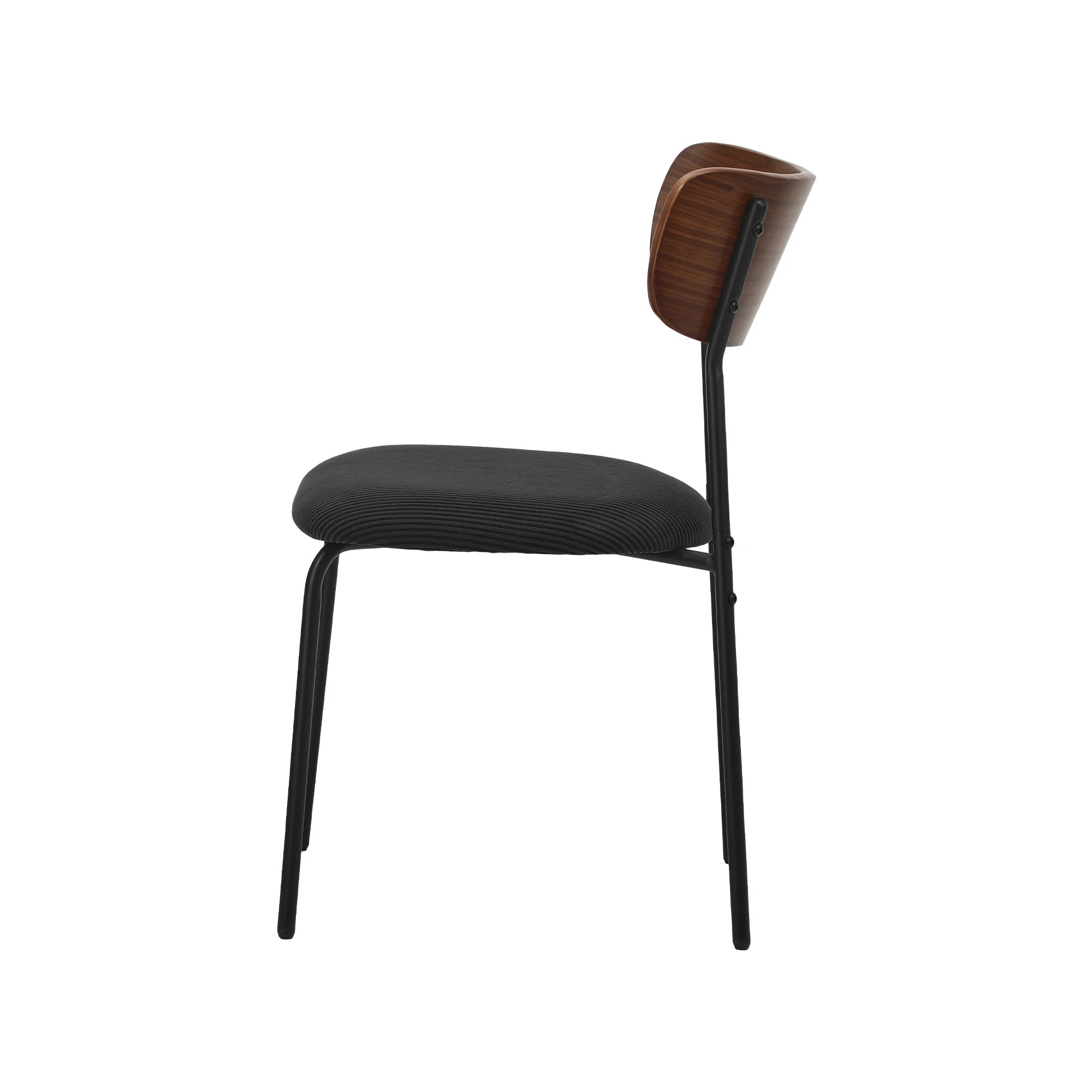 8 Oikiture 2PCS Dining Chairs Kitchen Chair Padded Lounge Seat Corduroy - Black, 8 of 10
