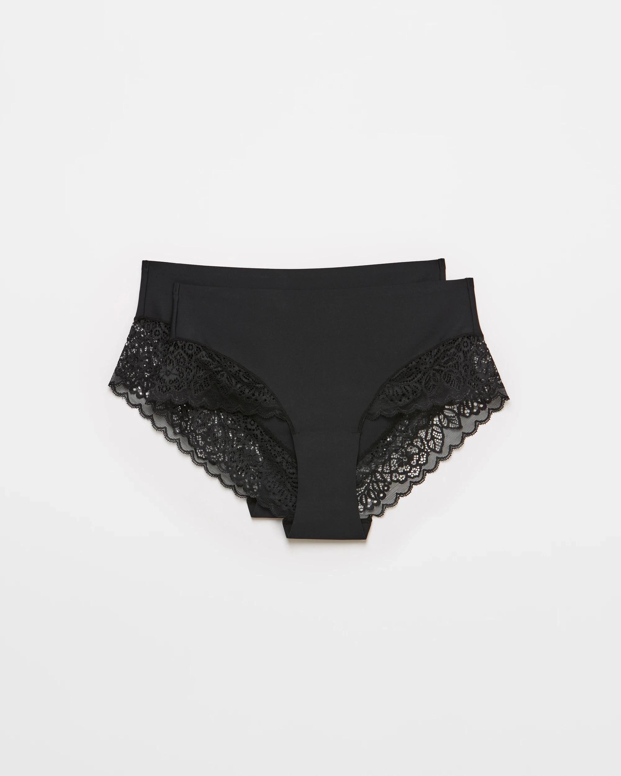 1 Target Womens Luna Smooth Touch Lace Bonded Waist Midi Briefs 2 Pack BLACK, 1 of 4