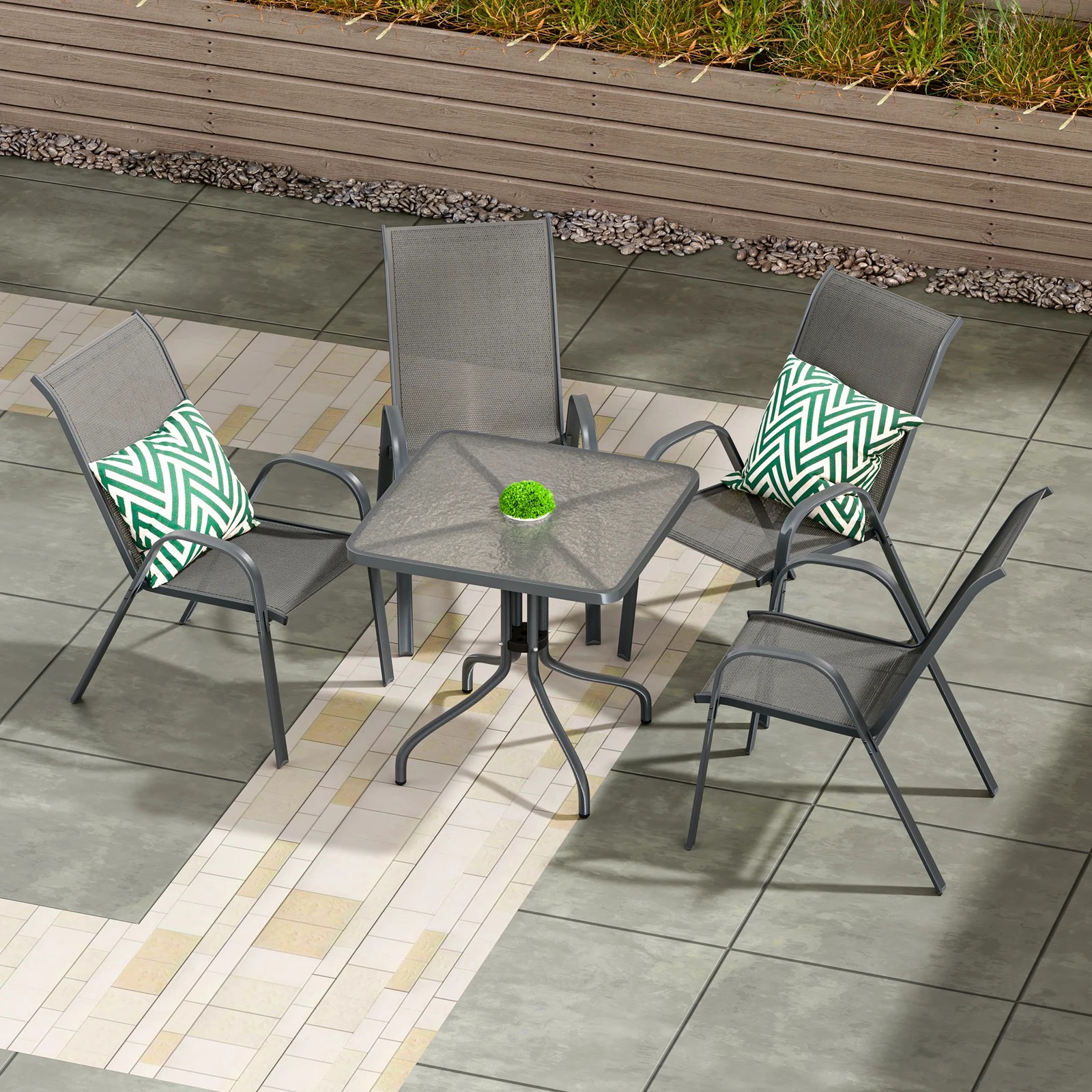 4 Alfordson 5PCS Outdoor Furniture Patio Table and Chairs Set Garden Square - Grey, 4 of 10