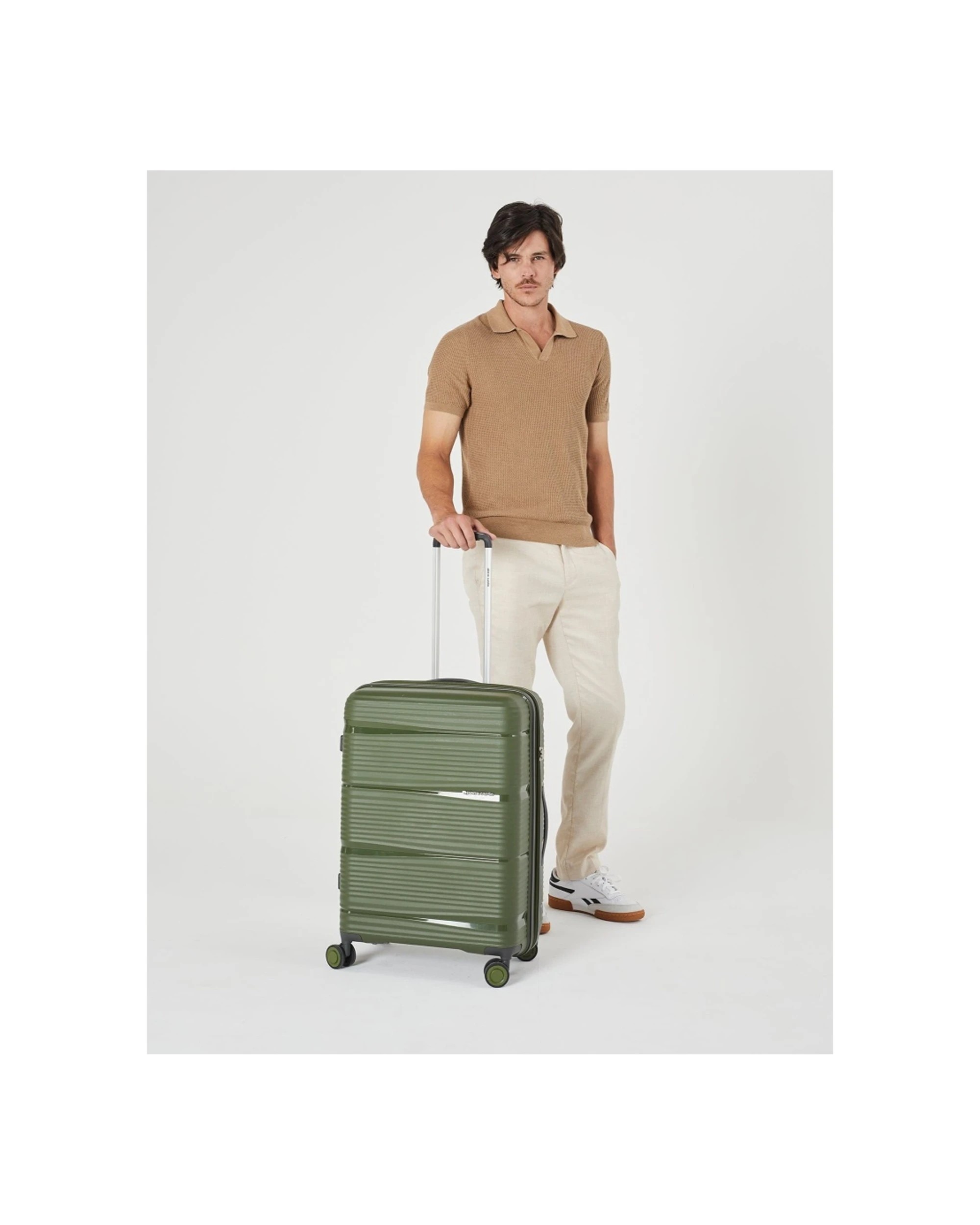 2 Pierre Cardin 2pc Polypropolene (PP) Medium & Cabin Luggage Suitcase Set - Green, 2 of 7