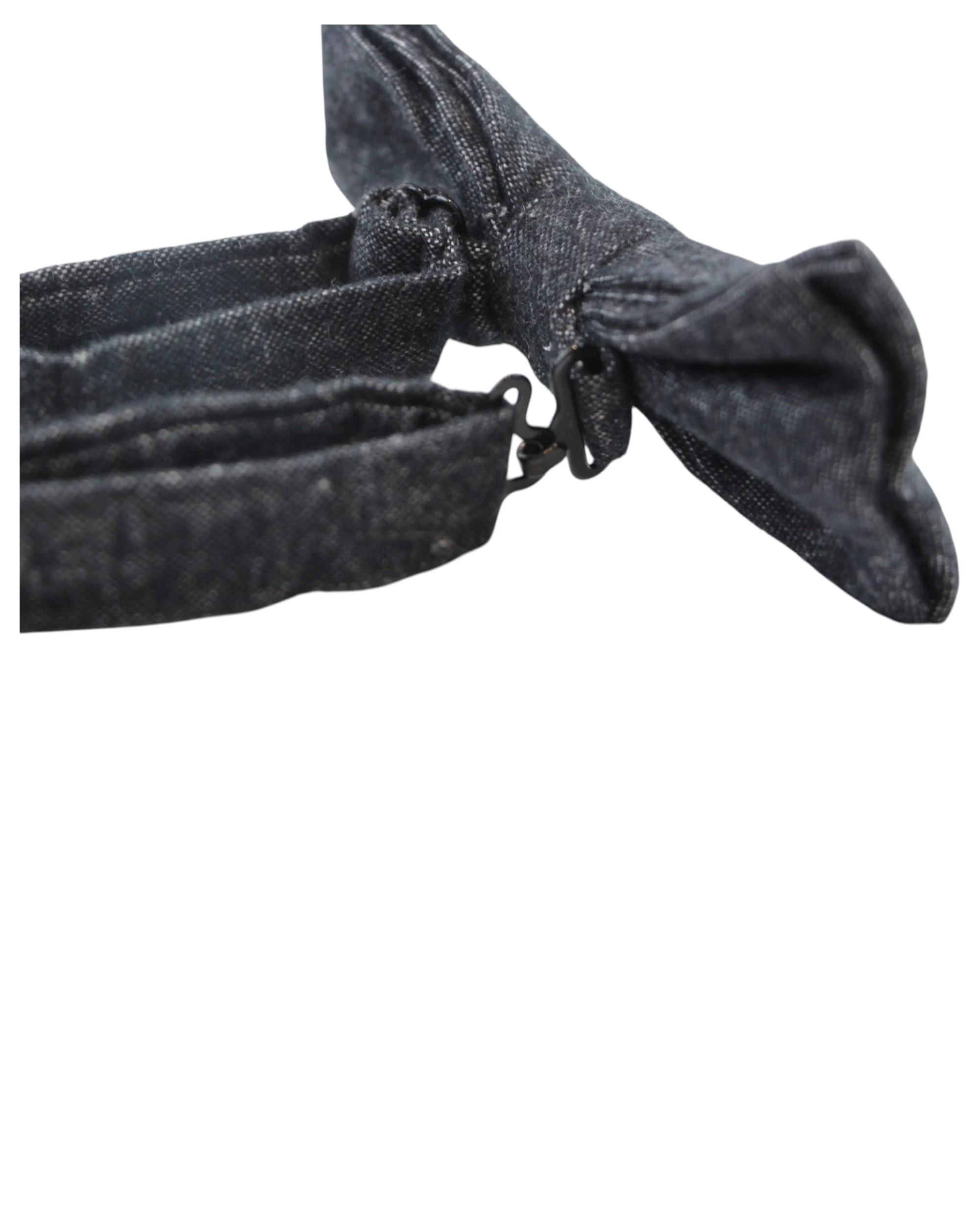 2 Zasel Mens Black Denim & Maroon Trim Cotton Bow Tie & Pocket Square Set - Multi, 2 of 4