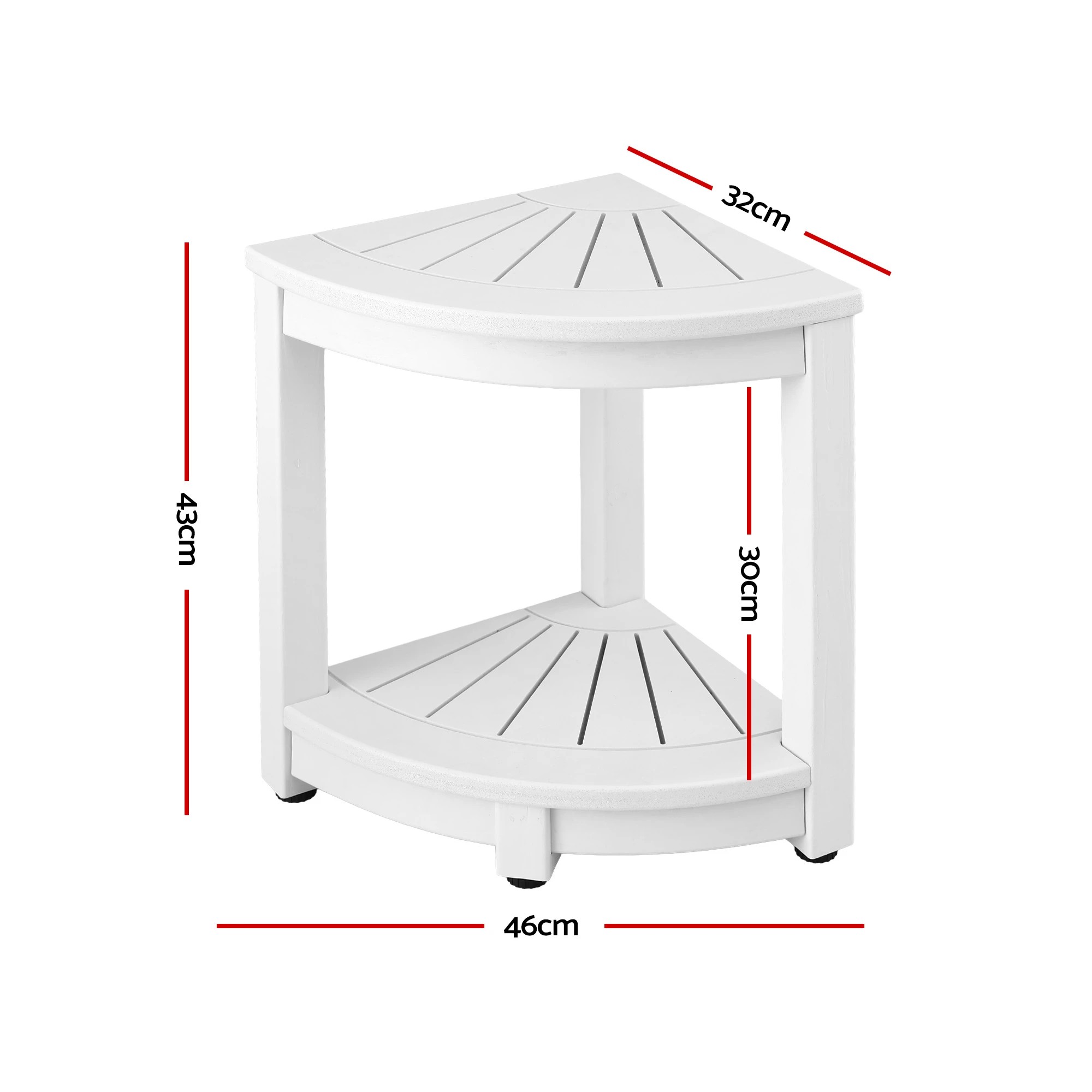 2 Gardeon Outdoor Coffee Side Table HDPE Desk Corner Shower Stool Bench Seat with Storage Shelf - White, 2 of 8