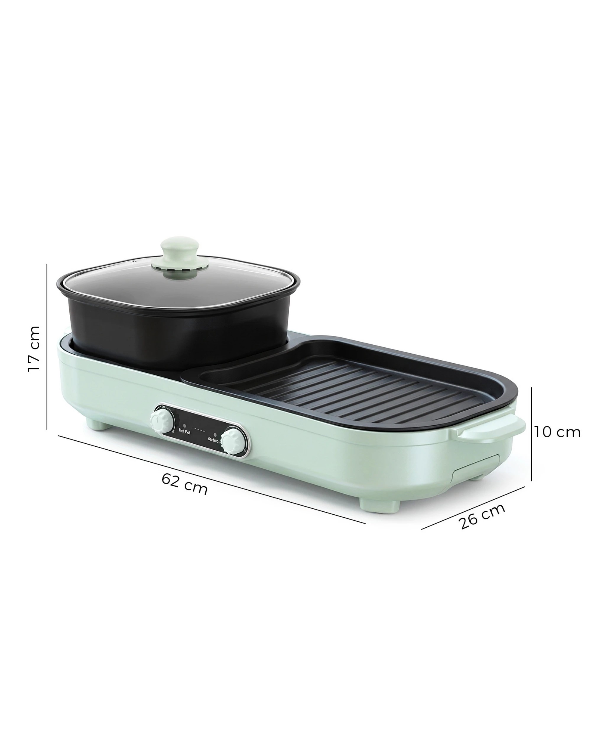 3 Yopower Electric Grill and Hot Pot 5L - Green, 3 of 5