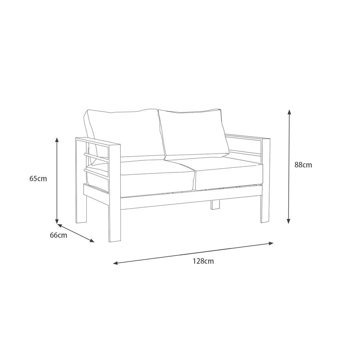 5 Moda Living Paris 2 Seater White Aluminium Outdoor Sofa Lounge with Arms - Light Grey Cushion - White, 5 of 5