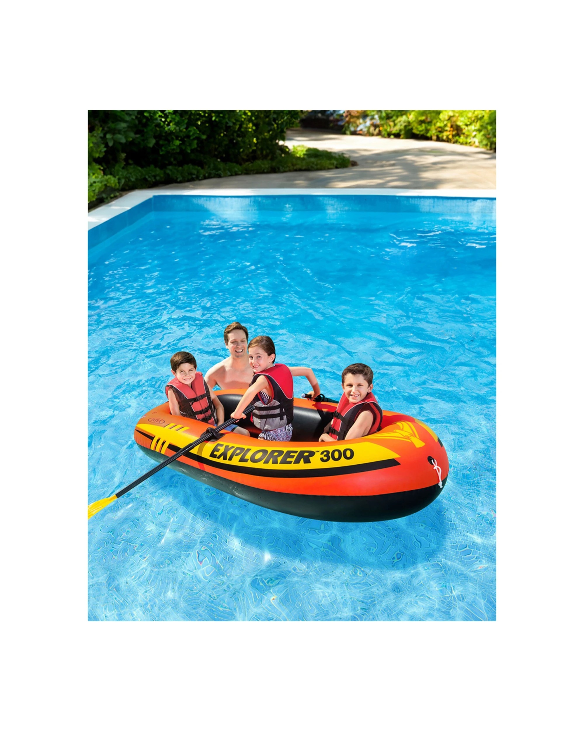 2 INTEX Explorer 300 Inflatable Boat Two Air Chambers Inflatable Floor Welded - Orange, 2 of 5