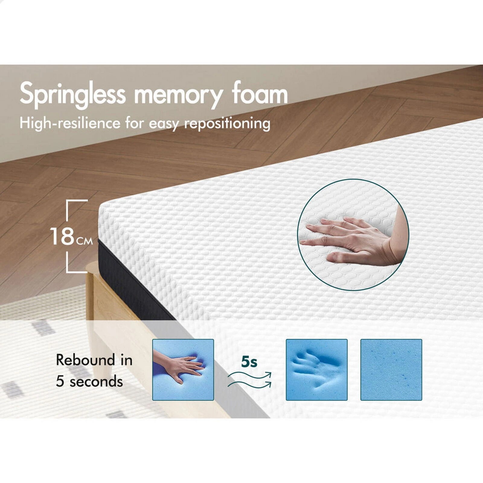 6 Alfordson Mattress Gel Memory Foam Reversible Dual-use Soft Firm - King Bed, 6 of 10