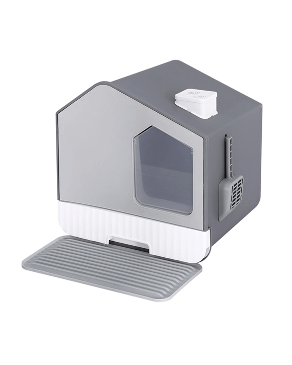 i.Pet Cat Litter Box Large Tray Kitty Toilet Fully Enclosed House Hooded Scoop - Grey