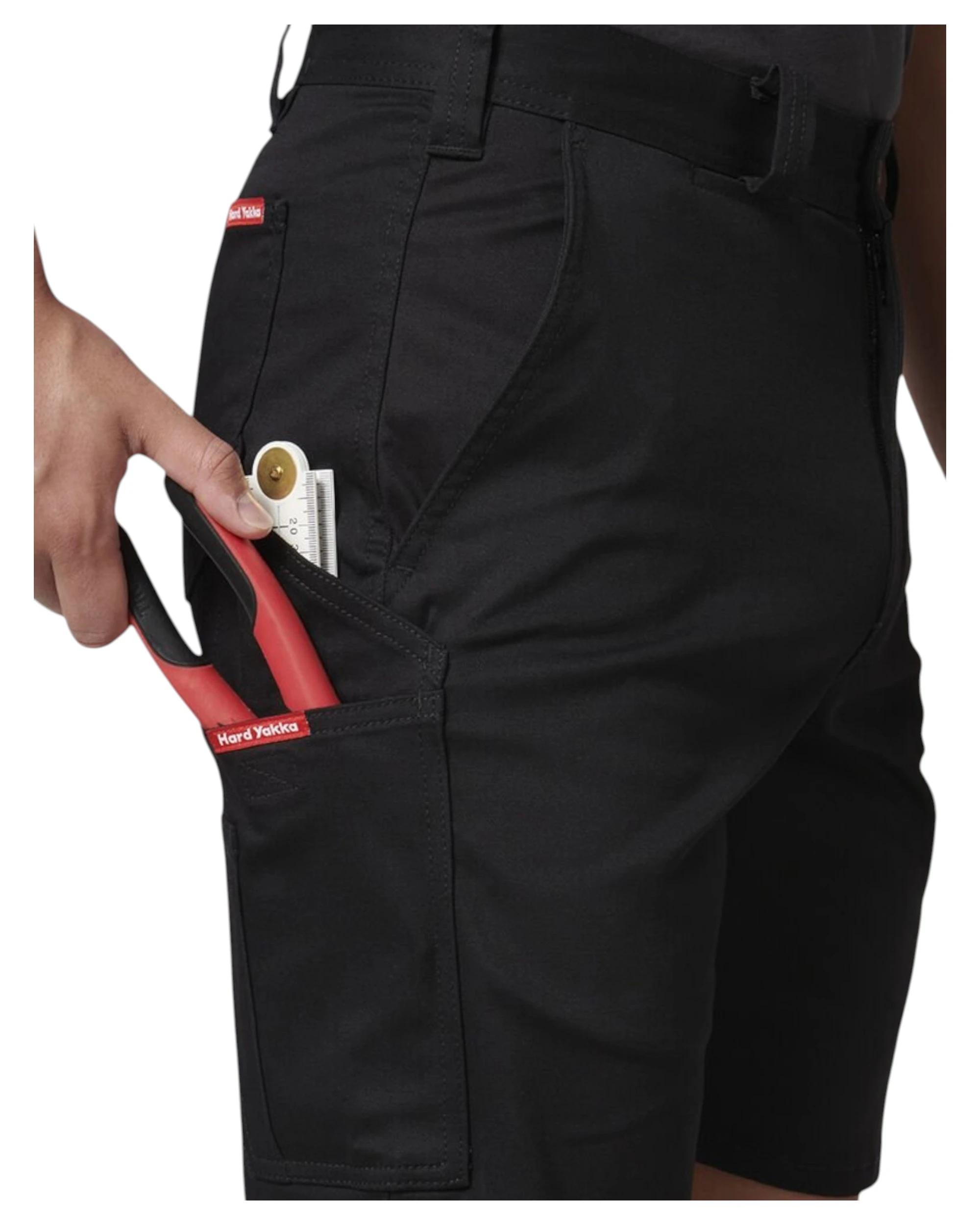 5 Hard Yakka 3 Pack Mens Core Basic Stretch Drill Cargo Short BLACK, 5 of 7