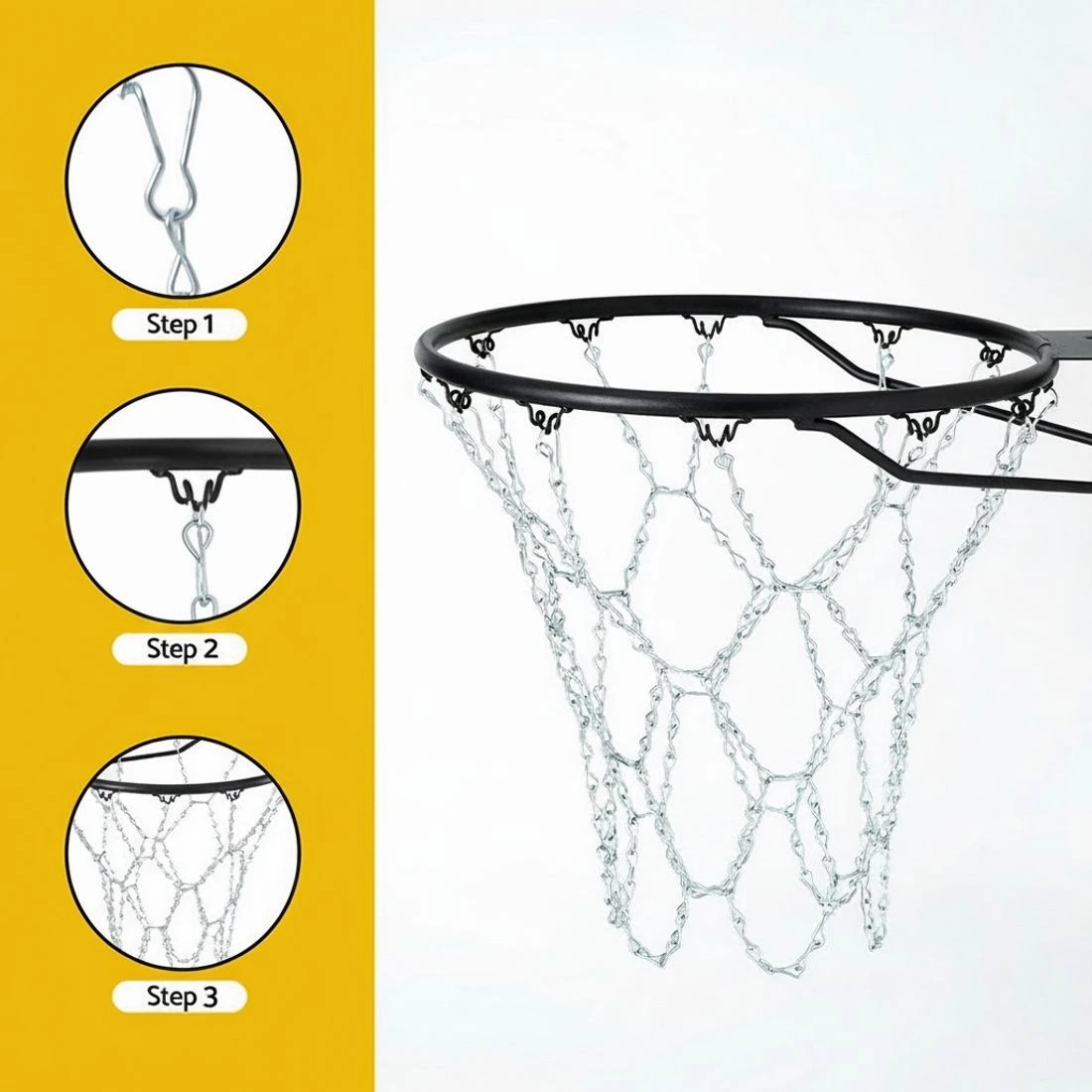 6 Everfit Basketball Ring Metal Braided Chain Net 12 Loop - Silver, 6 of 6