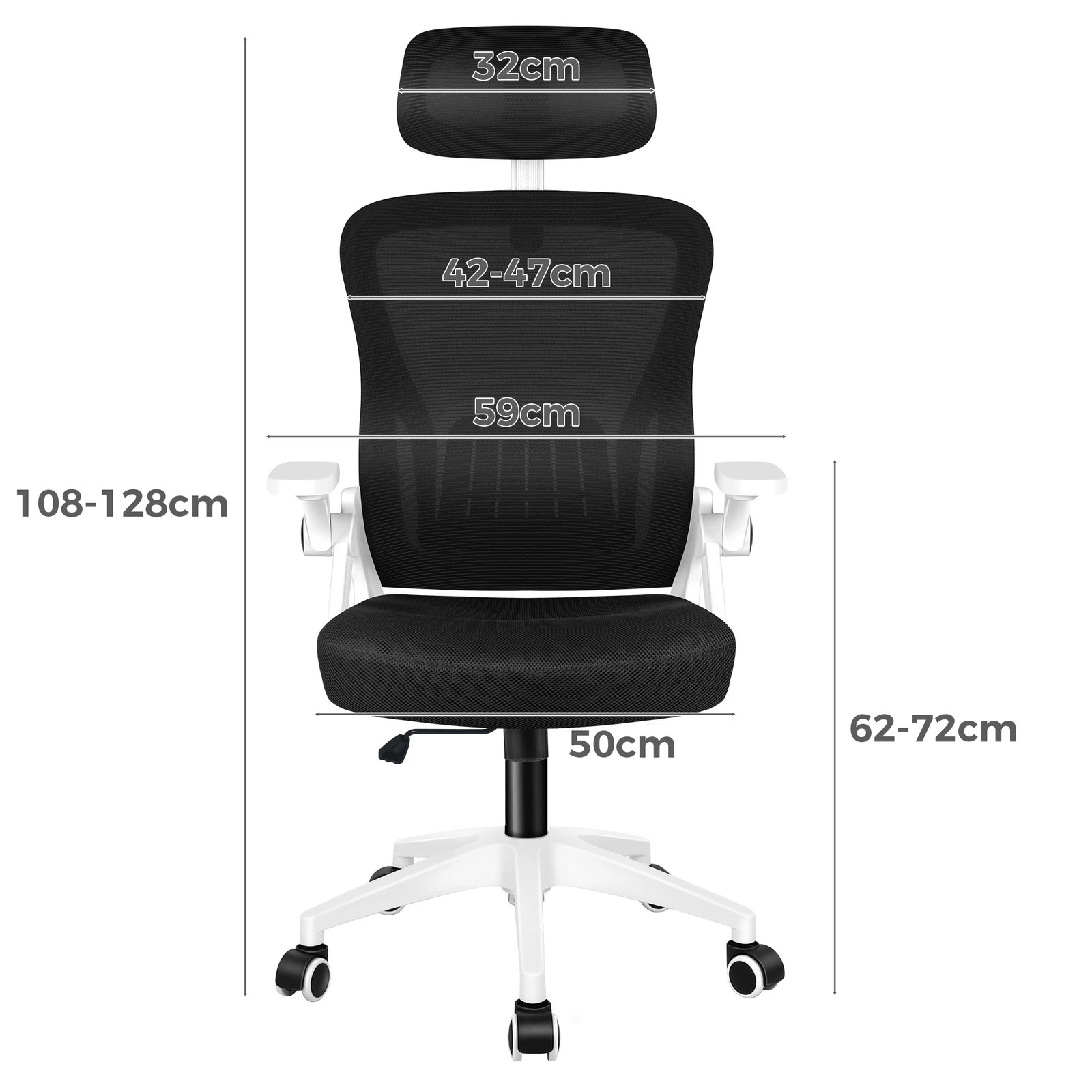 5 Alfordson Mesh Office Chair Executive Fabric Seat Tilt Gaming Racing Computer - White, 5 of 10