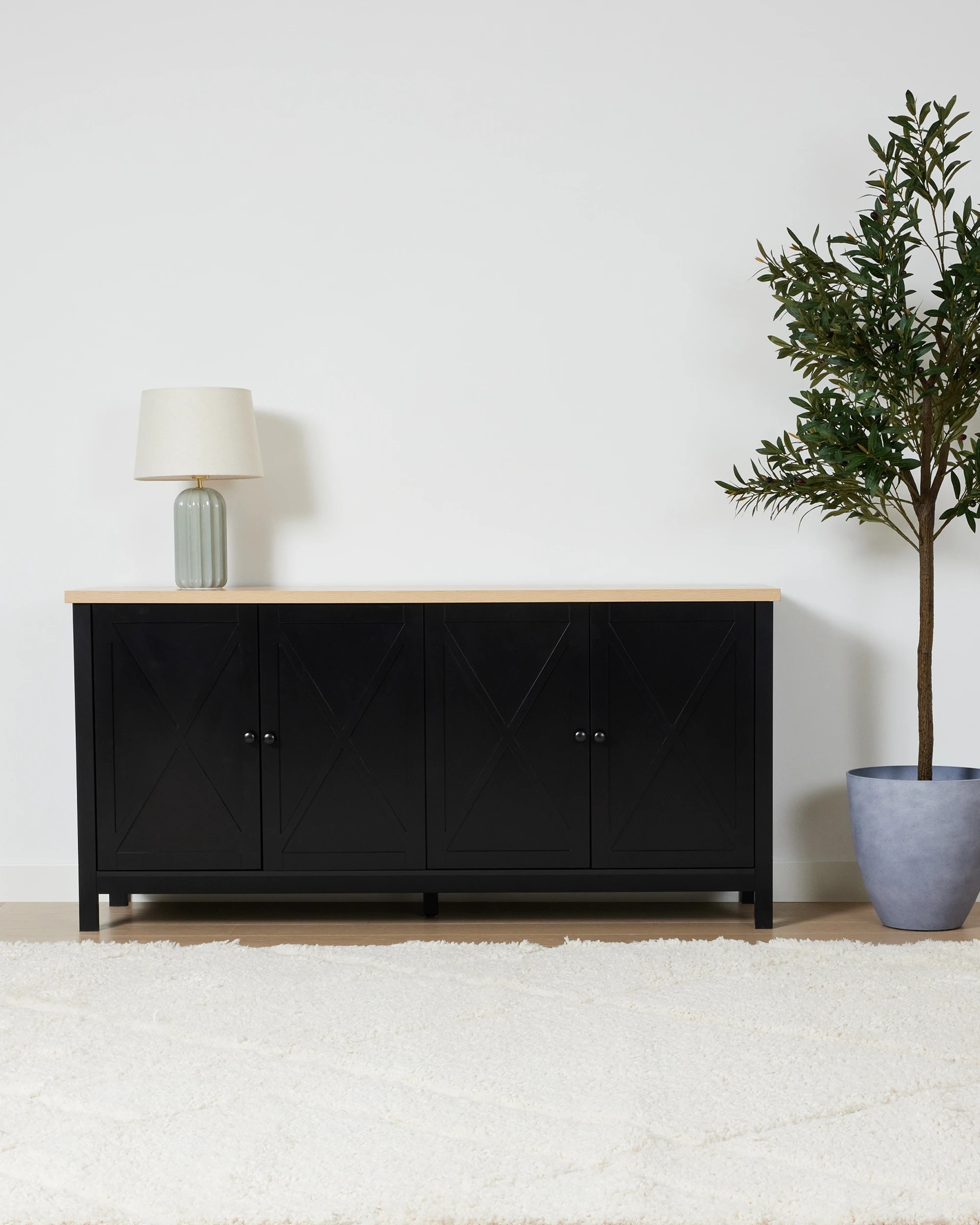 1 Camille 4 Door Sideboard - Black, 1 of 9