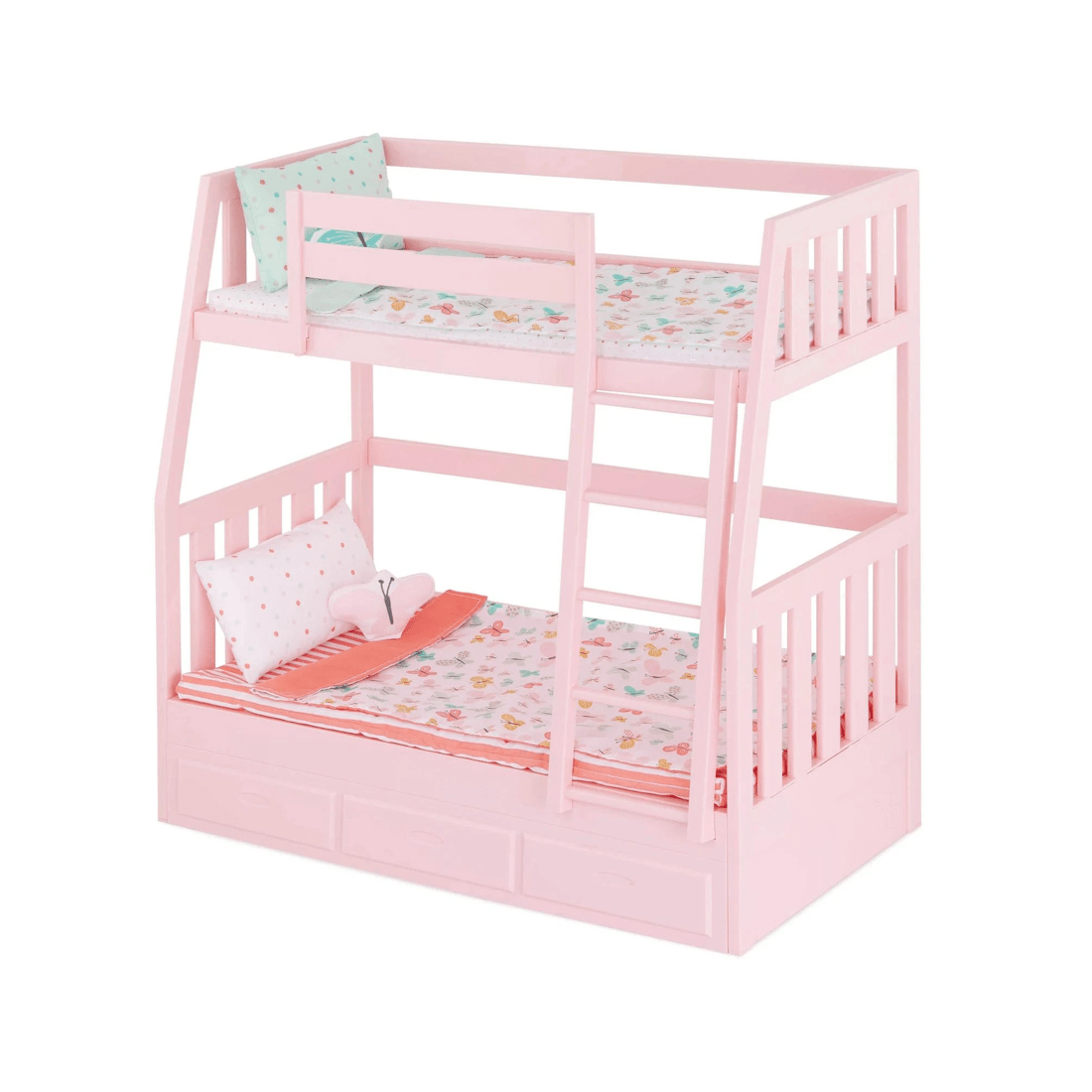 1 Our Generation Dreams for Two 18-inch Doll Butterfly-Themed Bunk Bed Furniture Set - Pink, 1 of 8