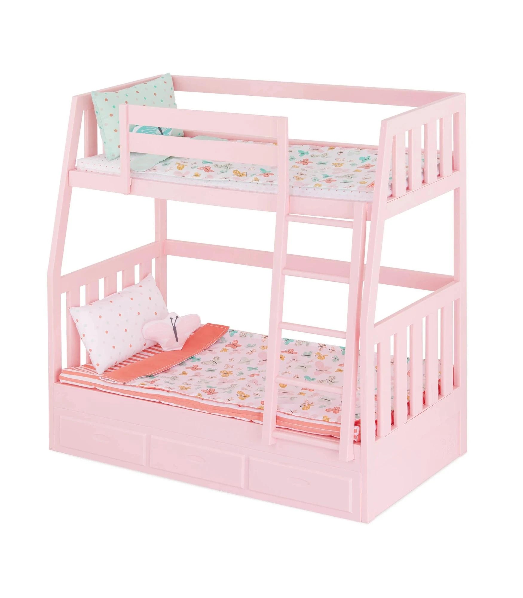 1 Our Generation Dreams for Two 18-inch Doll Butterfly-Themed Bunk Bed Furniture Set - Pink, 1 of 8
