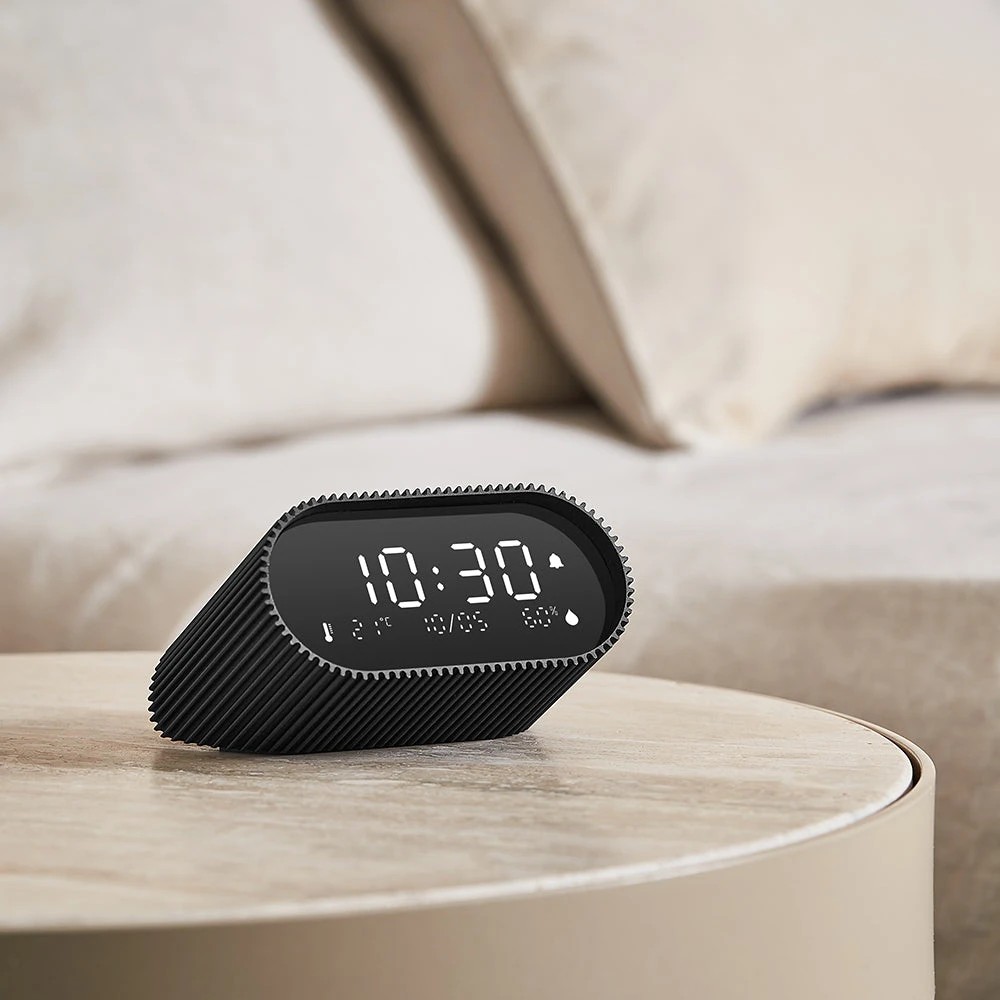 5 Lexon Ray Clock Lcd Alarm Clock With Temperature / Humidity Display - Black - Black, 5 of 6