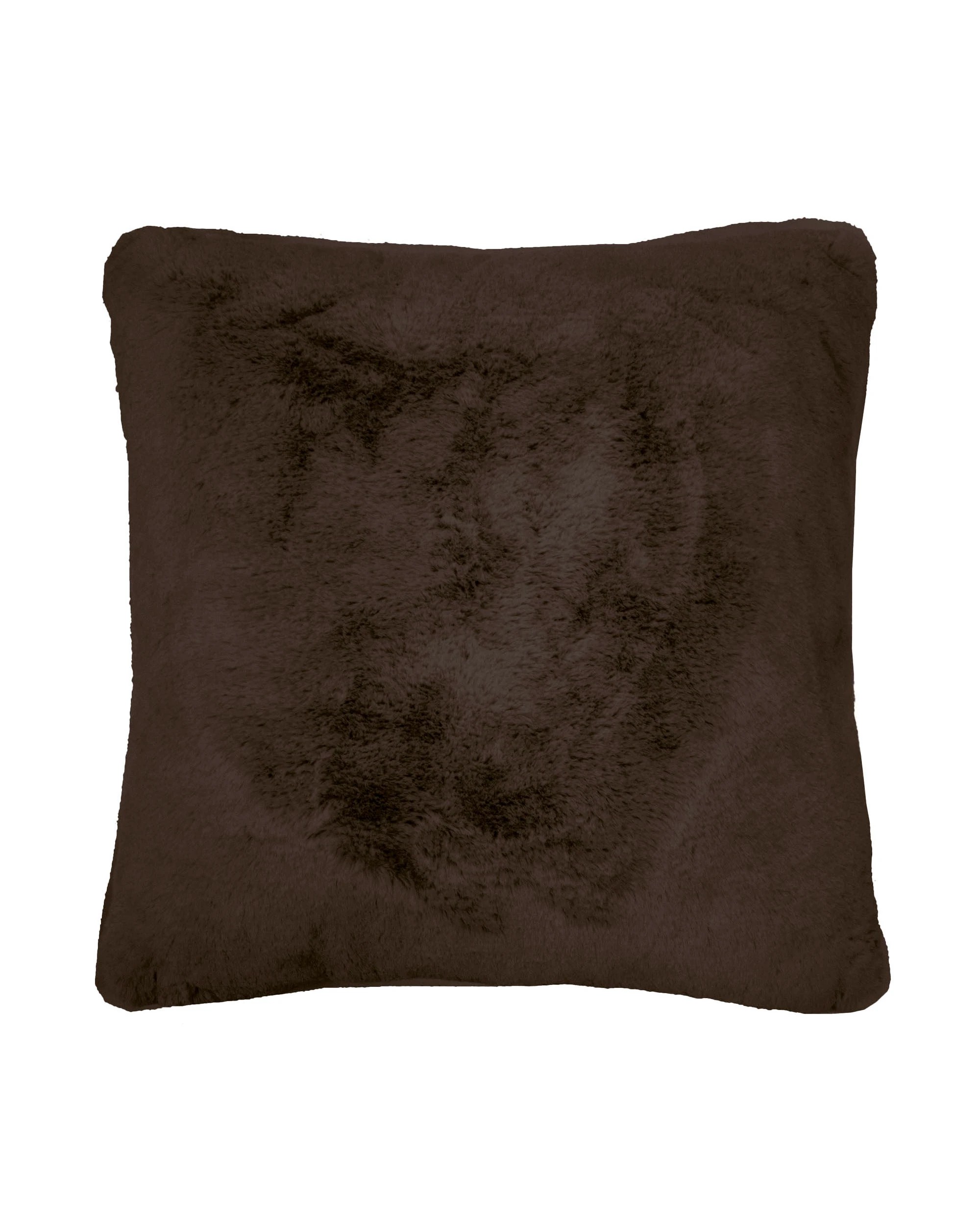 1 Bambury Frida Soft Thick Faux Fur Square Cushion Chocolate - Brown, 1 of 3