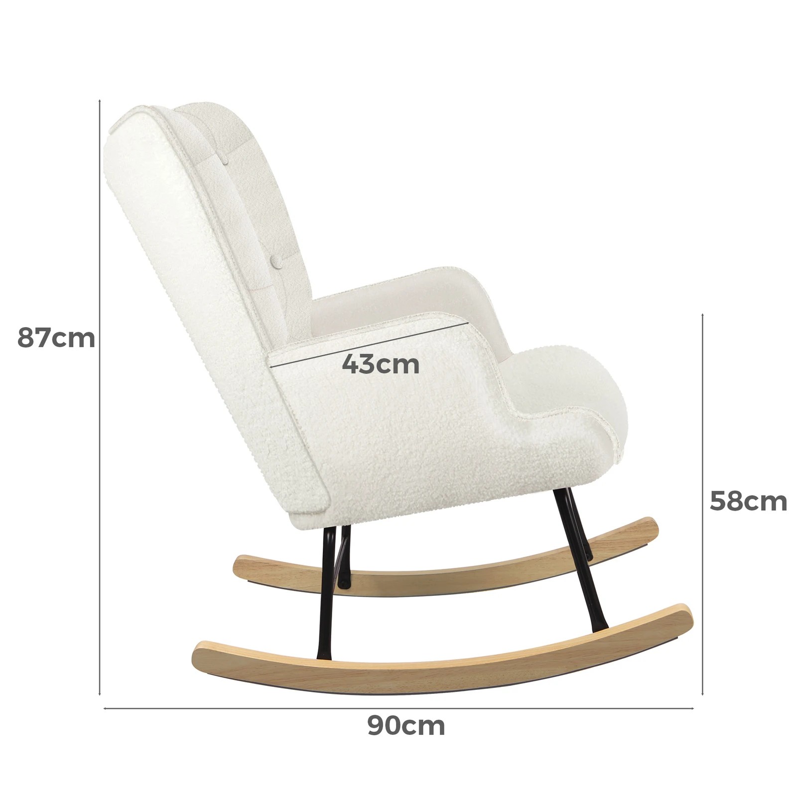 8 Alfordson Rocking Chair Armchair Accent Feeding Chair Lounge Tufted Sofa Boucle - White, 8 of 10