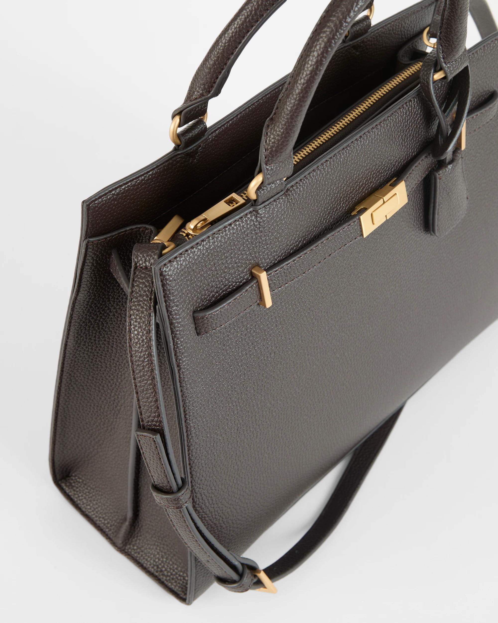 2 Target Woman Medium Clasp Detail Structure Work Tote Bag BITTER CHOCOLATE, 2 of 2