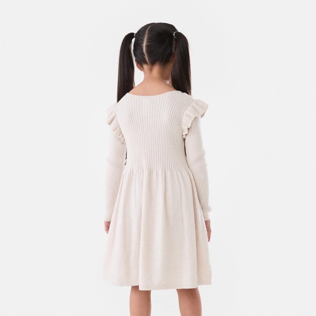 2 Long Sleeve Viscose Knit Dress Crm Marle, 2 of 9