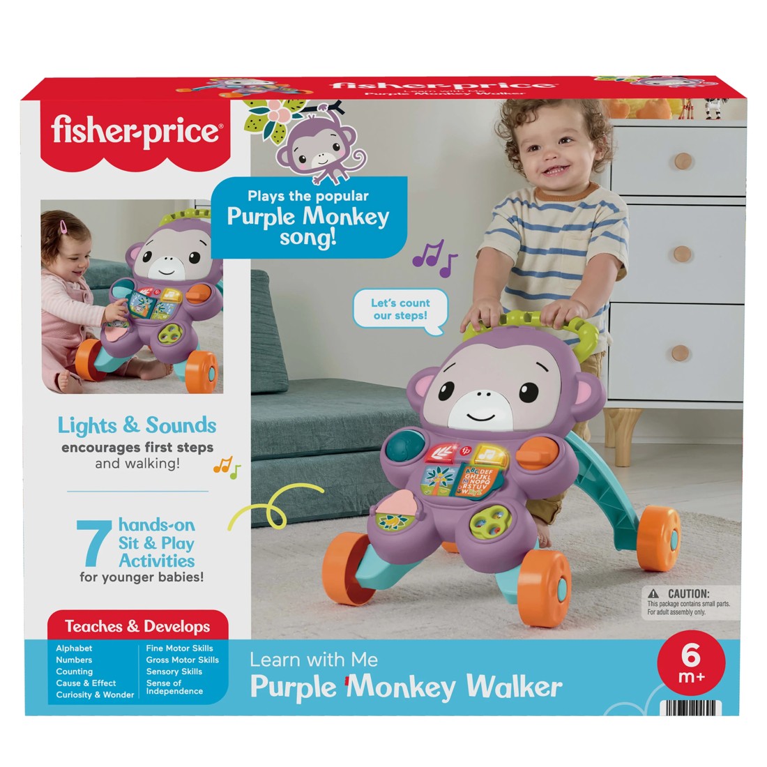 1 Fisher Price Learn with Me Purple Monkey Walker, 1 of 6
