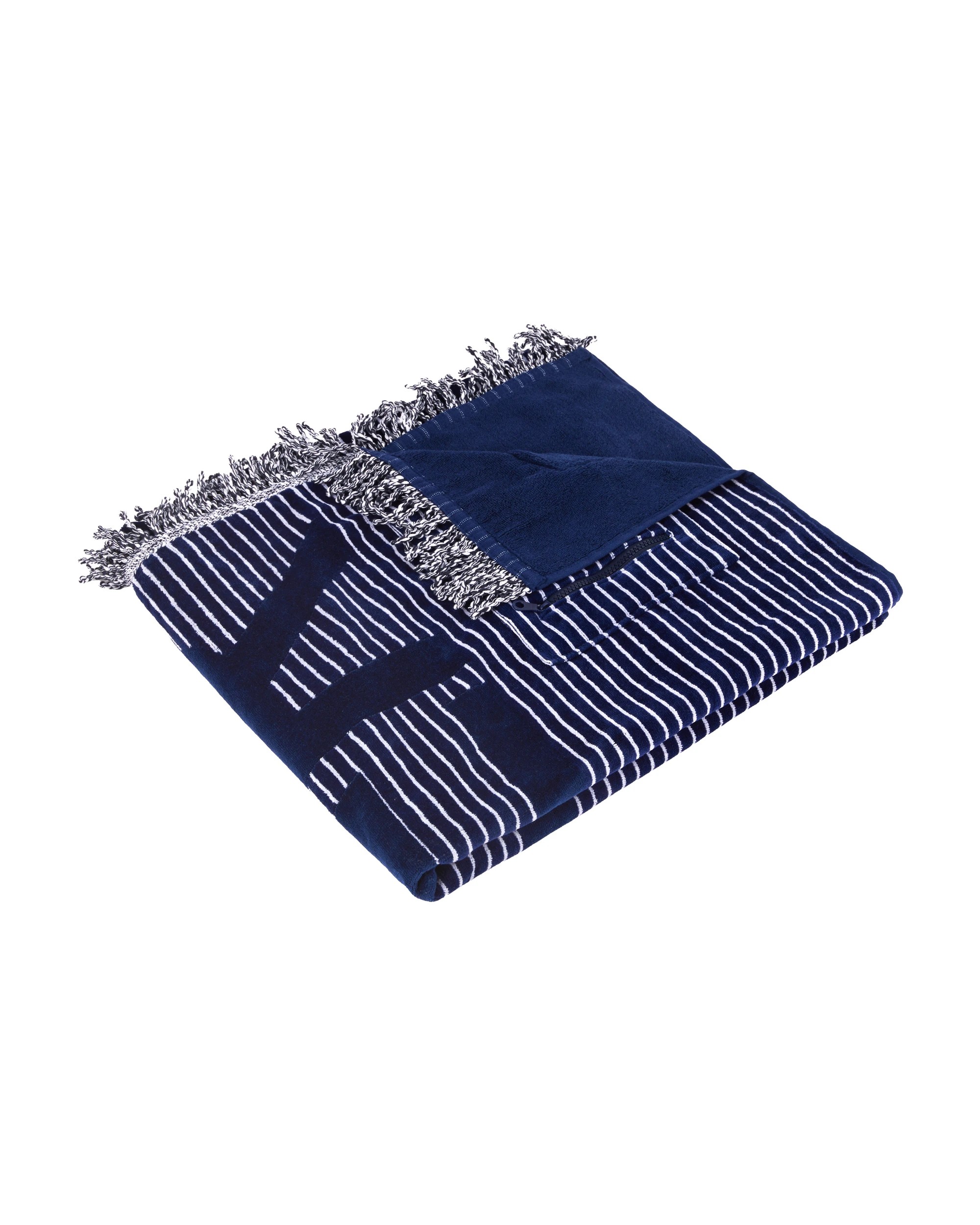 3 Cotton Stripe Extra Large Beach Towel - Navy, 3 of 6