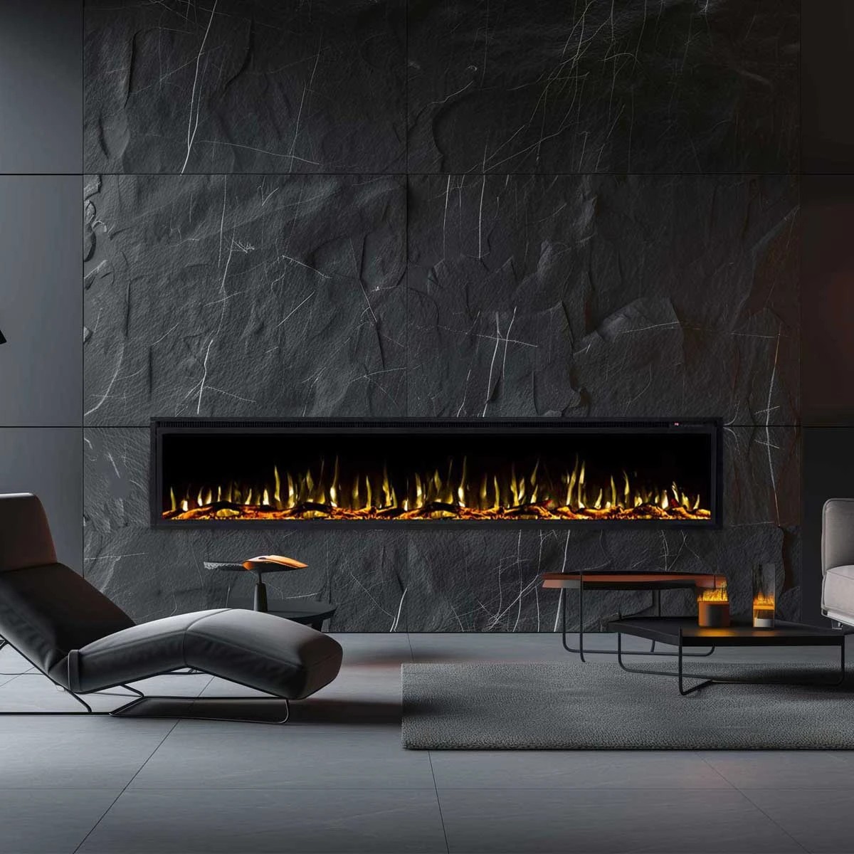 1 Moda Living Concerto 84 inch Electric Fireplace - Black, 1 of 6