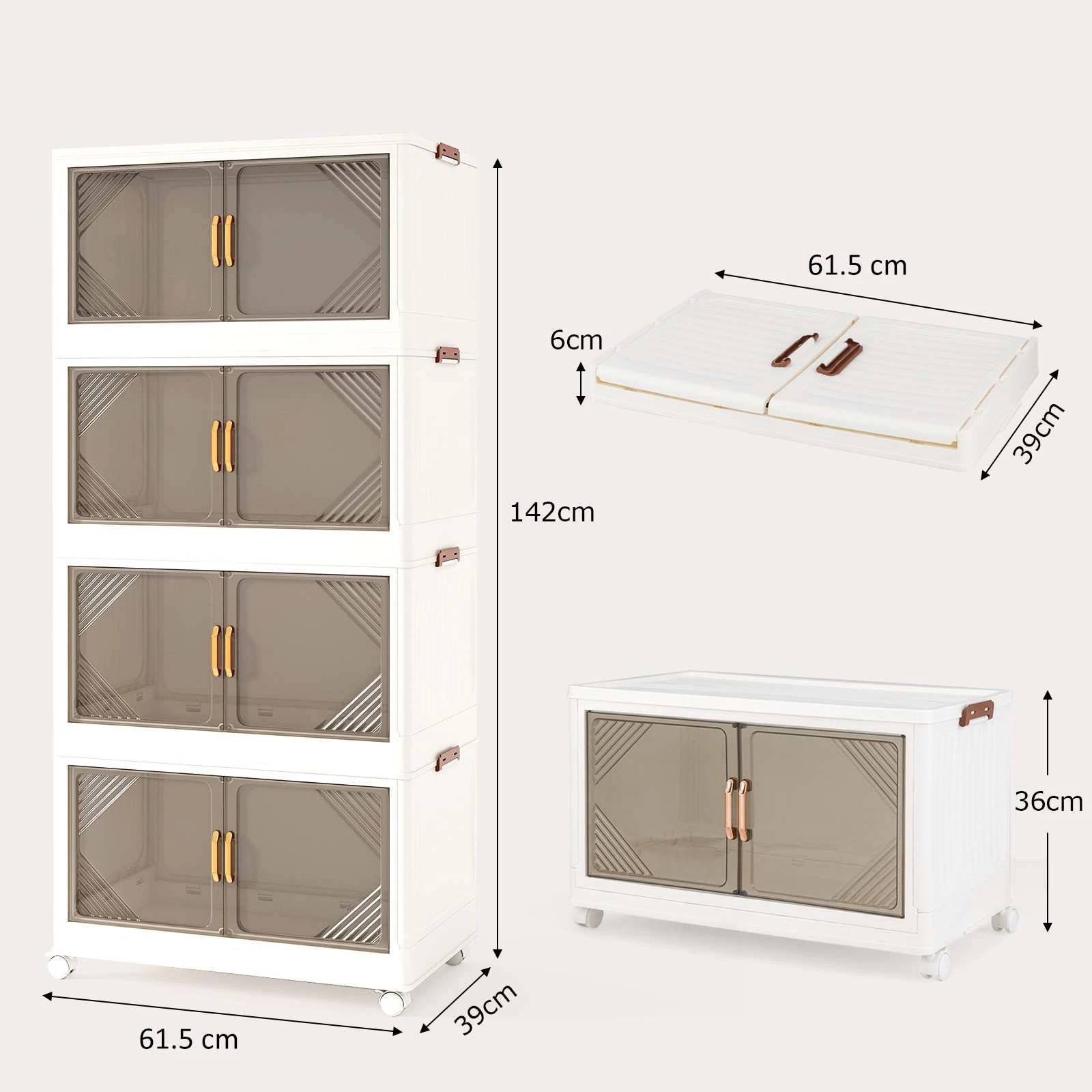 2 Costway 4-Tier Mobile Storage Container w/Lids Foldable Toy Organizer, 2 of 3