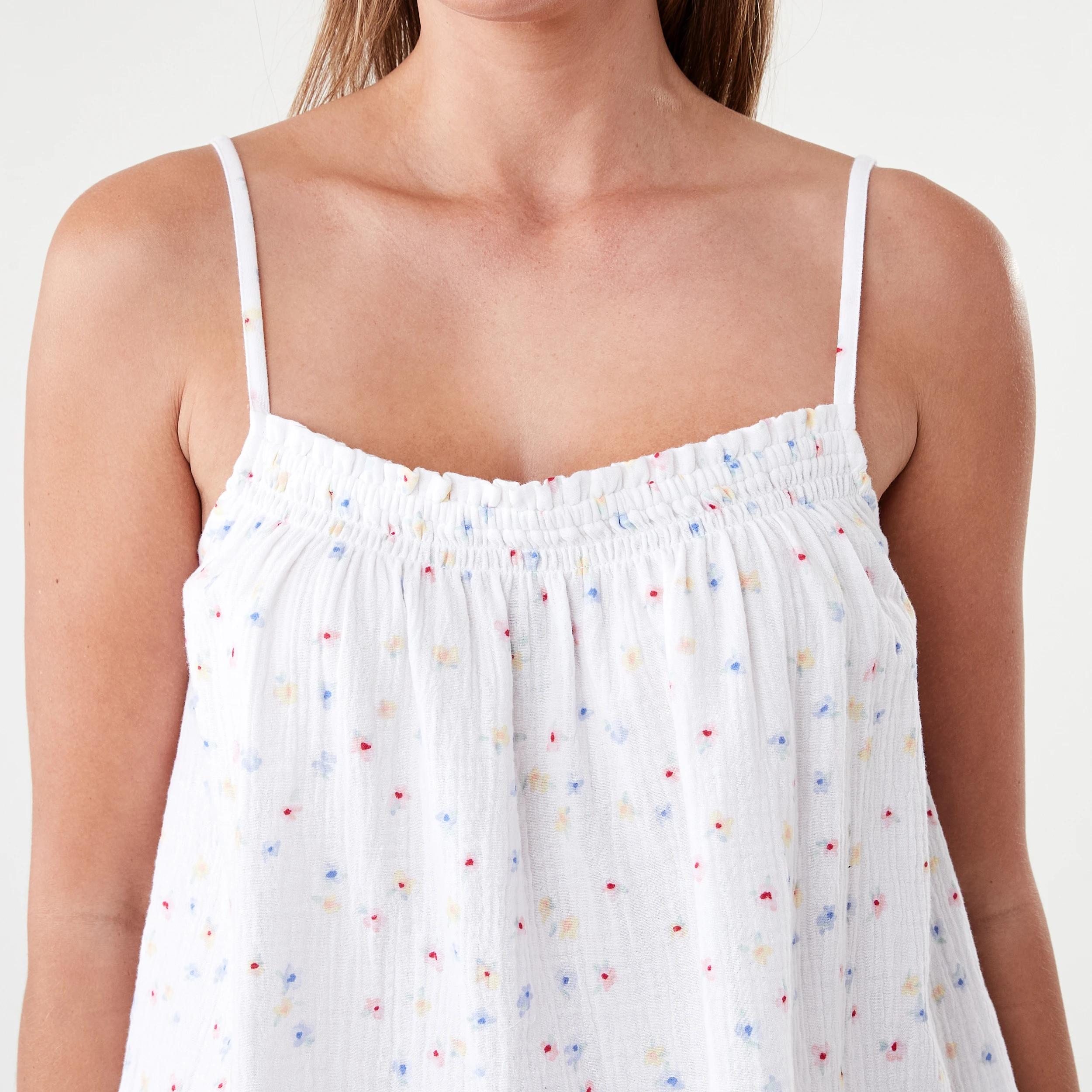 5 Sleeveless Double Cloth Cami and Shorts Pyjama Set Sft Ditsy, 5 of 8