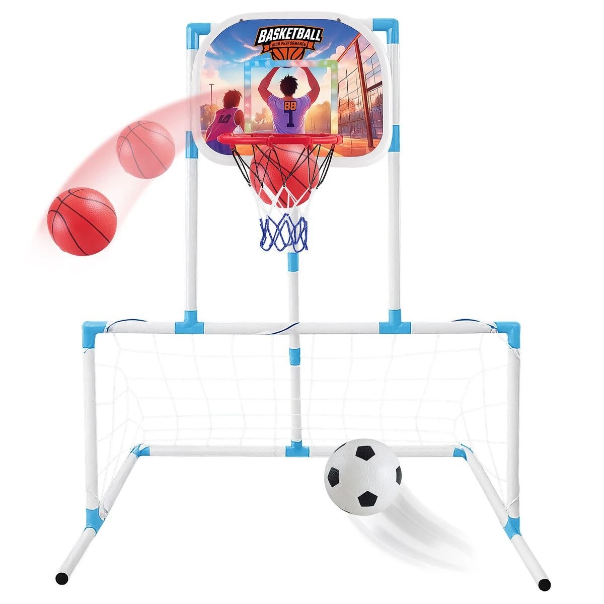 1 Ausway Kids Basketball Hoop Soccer Goal Net Stand Arcade Game Set, 1 of 1