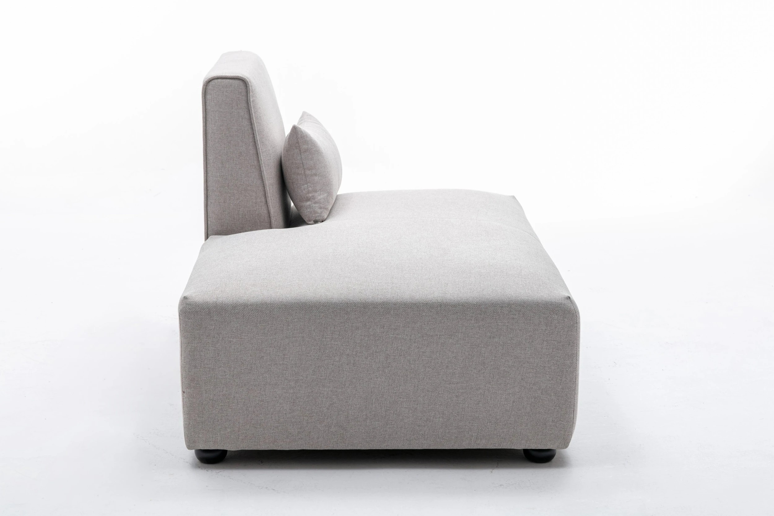 2 Foret 1pc Sofa Modular Extension Lounge Couch Fabric Left Seater Chaise Ottoman Beige, 2 of 6