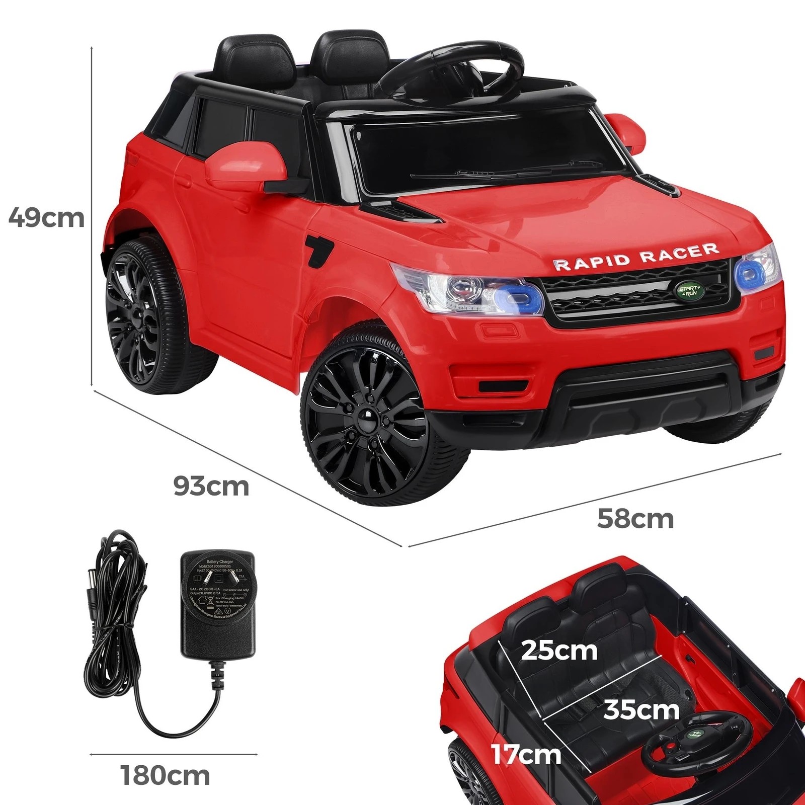 9 Alfordson Kids Ride On Car 12V Eletric Motor Remote Car Toy MP3 LED Light - Red, 9 of 10